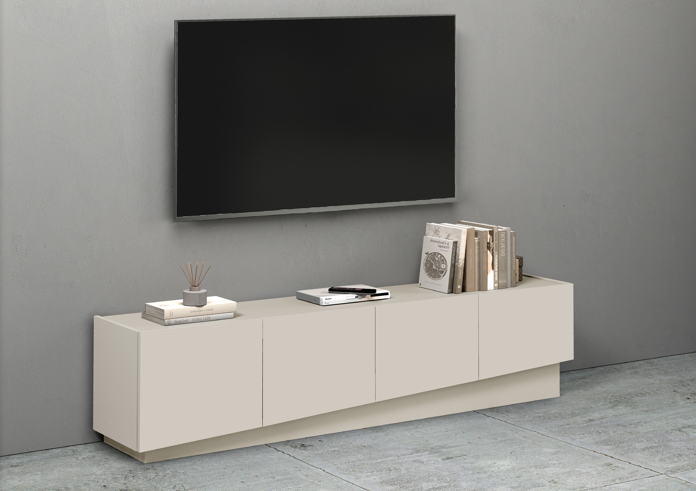 INOSIGN Lowboard »VELA, Lowboard, Breite 180 cm, Design mit schrägen Türen«, (1 St.), Made in Italy, Maße-B/T/H: 180x35x45, Lowboard, TV-Board, TV-Kommode