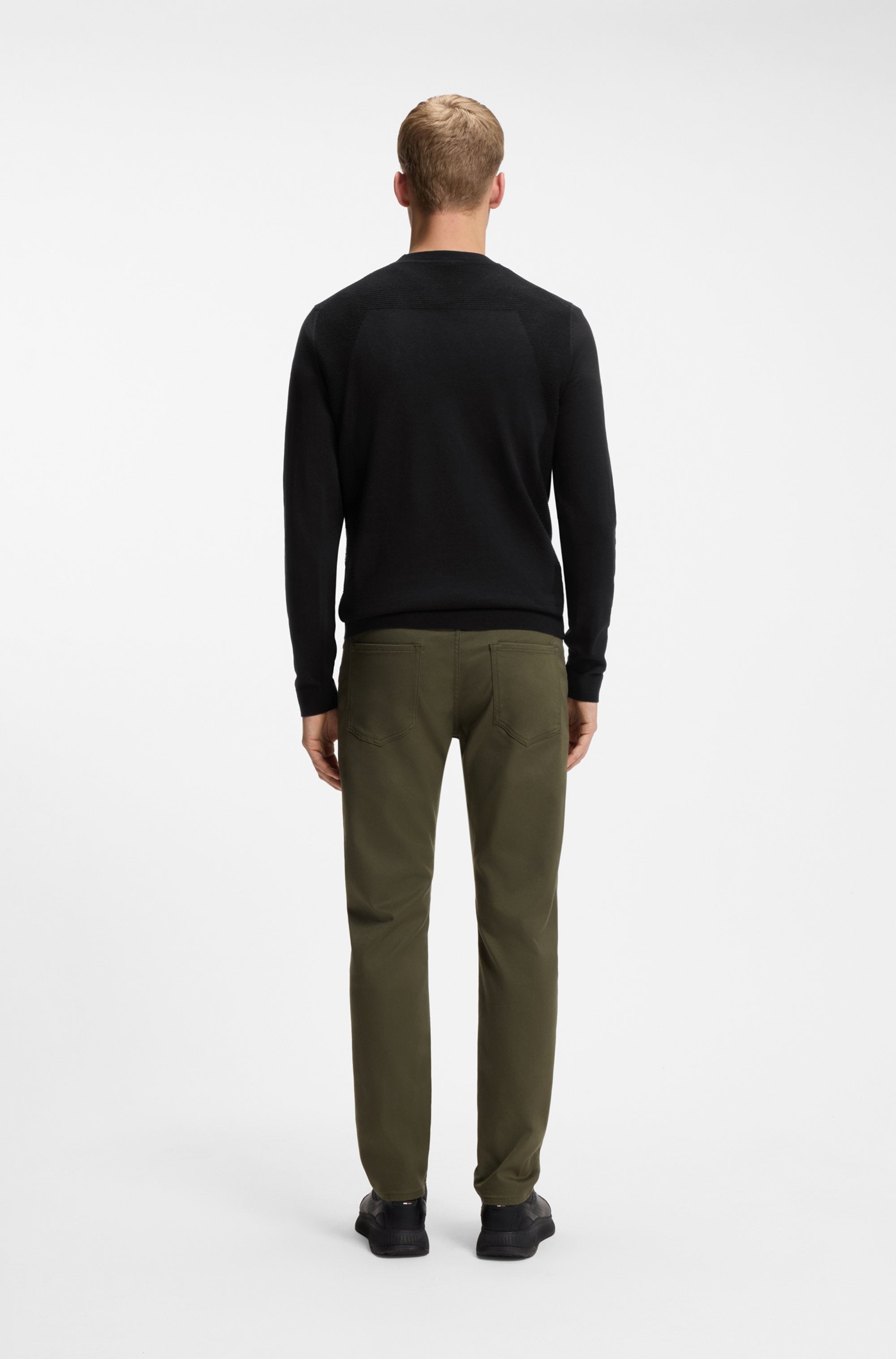 BOSS GREEN Strickpullover Rundhalsauswschnitt, Regular Fit, Struktur-Strick