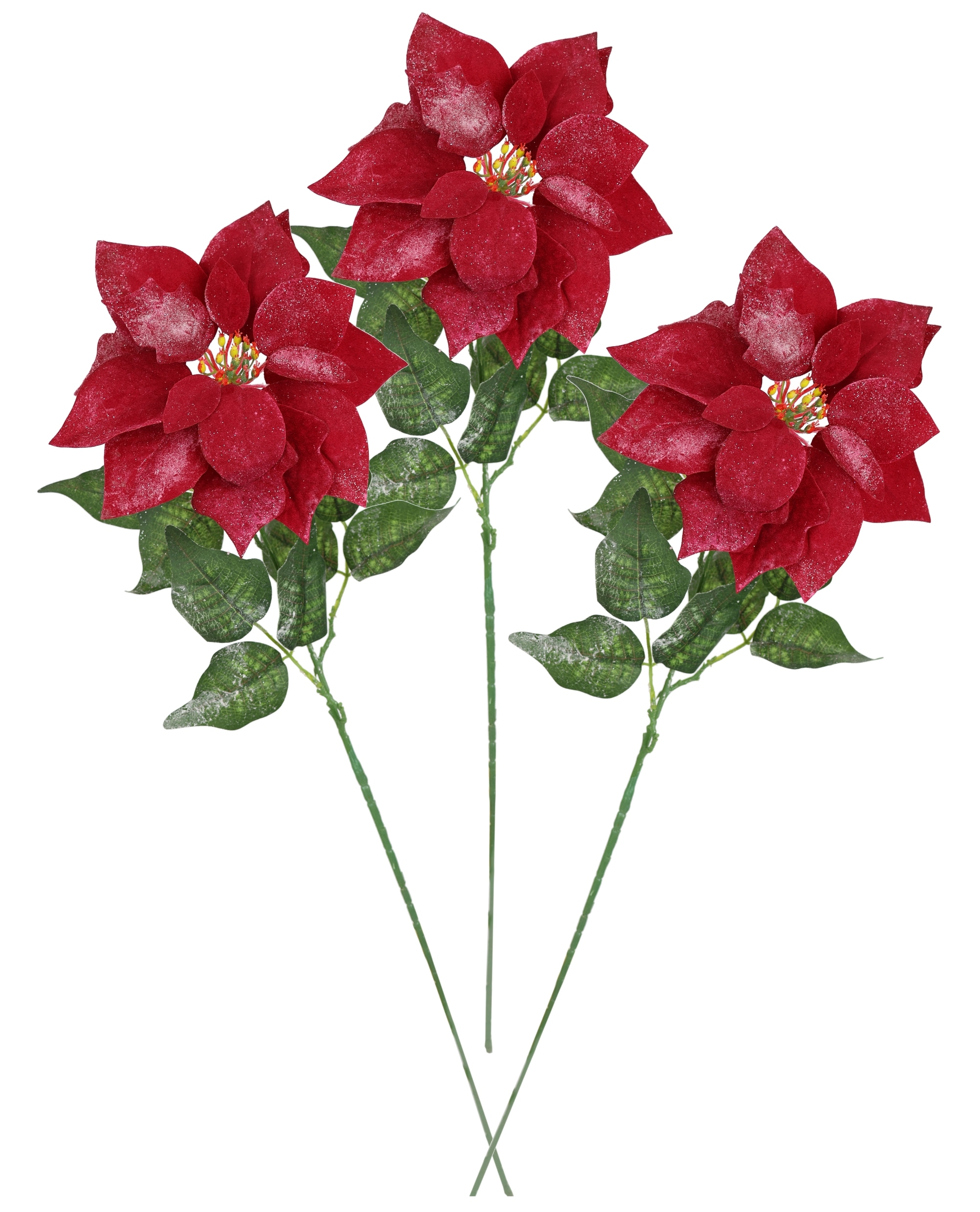 I.GE.A. Kunstblume »Poinsettia Christstern«, 3er Set 70cm Blume Blüte Weihnachtsstern Weihnachtsdeko Adventsstern