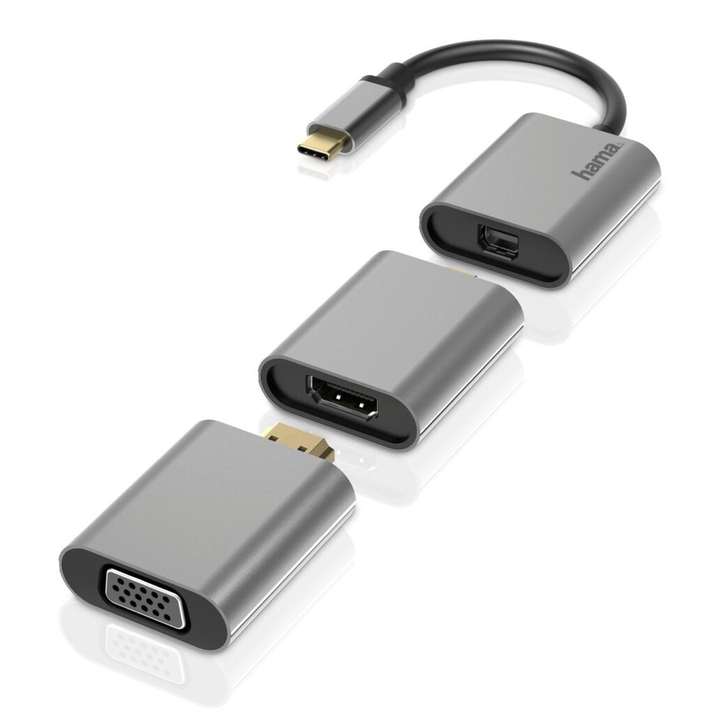 Hama Computer-Adapter »USB-C Multiport Adapter Set 6 in1, USB-C, Mini DisplayPort, HDMI, VGA«, USB-C-Mini DisplayPort zu HDMI-VGA-Mini DisplayPort