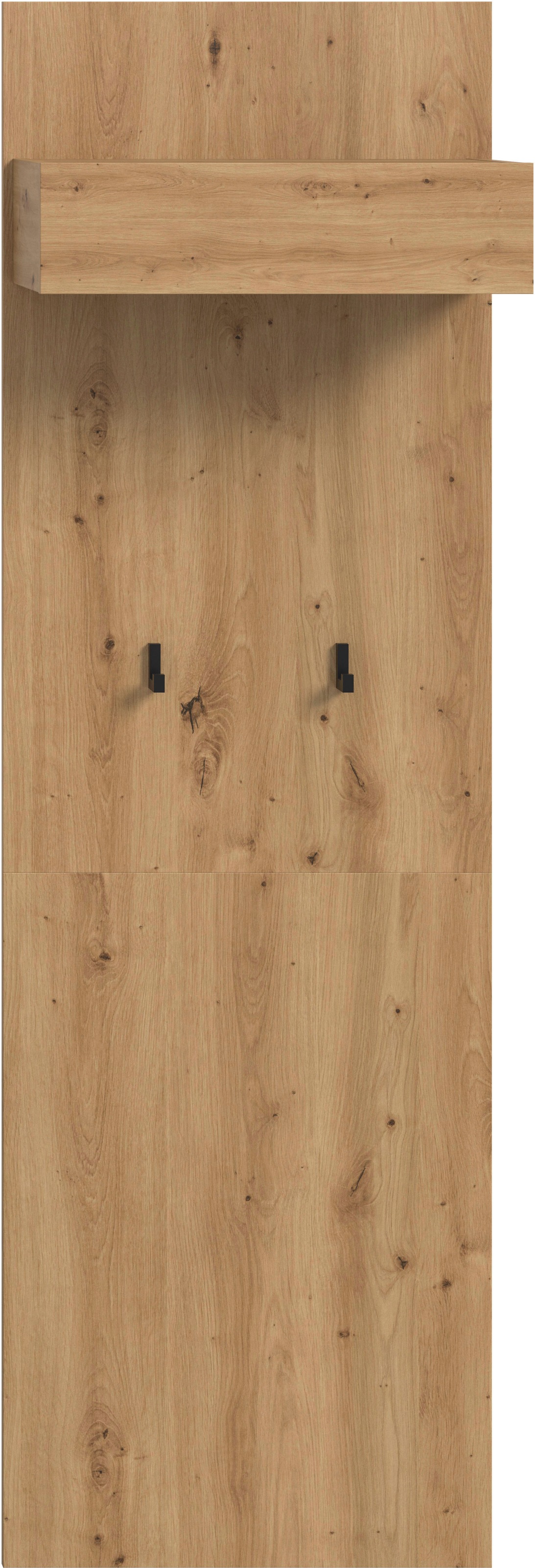 INOSIGN Garderobenpaneel »EVRID, Höhe 160 cm, inkl. 2 Metall-Haken, Kleiderstnage und Hutablage«, (1 St., individuell mit anderen Artikel der Serie EVRID erweiterbar), Paneel, Hakenleiste, Wandboard, Garderobe, Wandpaneel