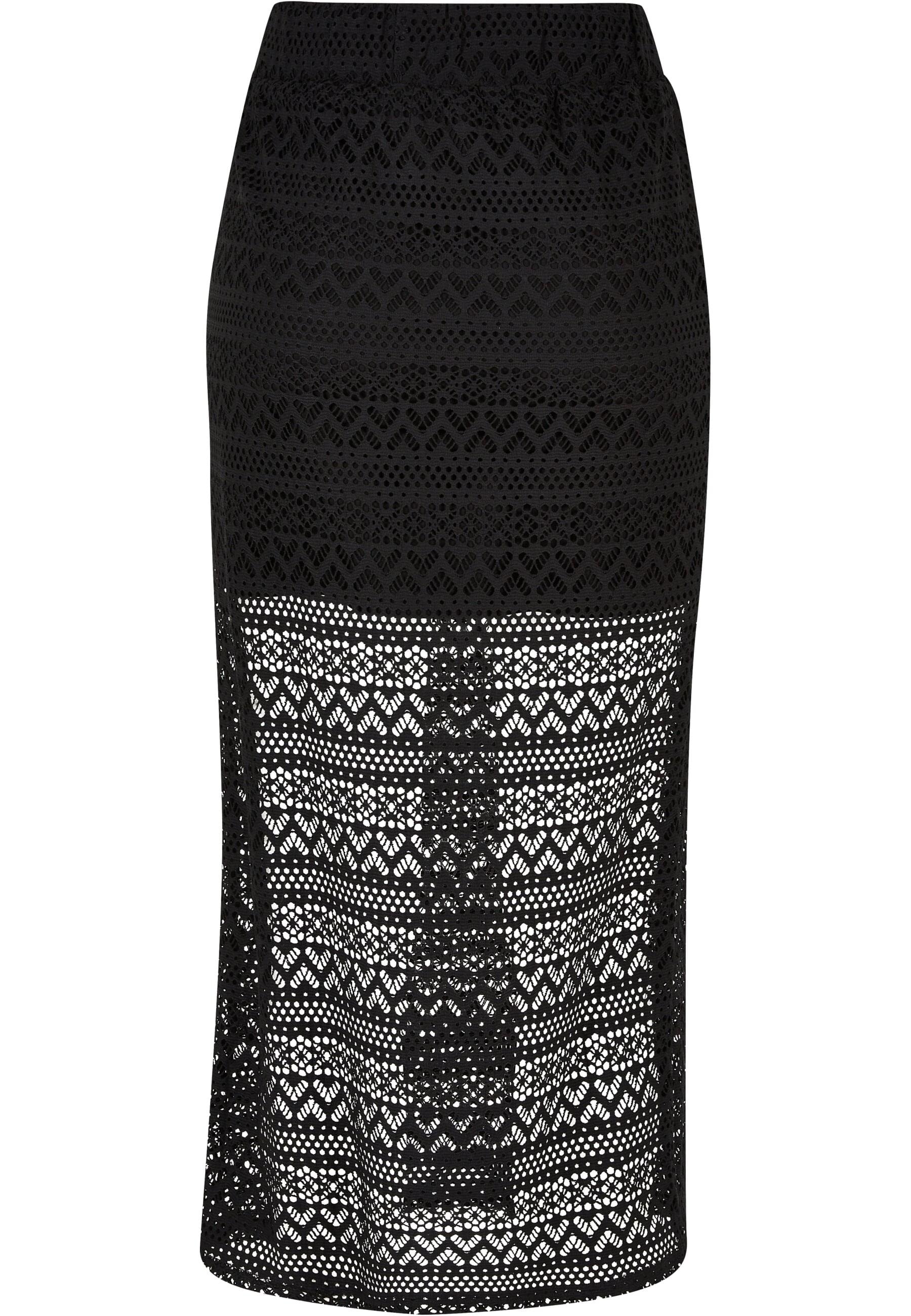 URBAN CLASSICS Jerseyrock »Urban Classics Damen Ladies Stretch Crochet Lace Midi Skirt« 1 Stk.