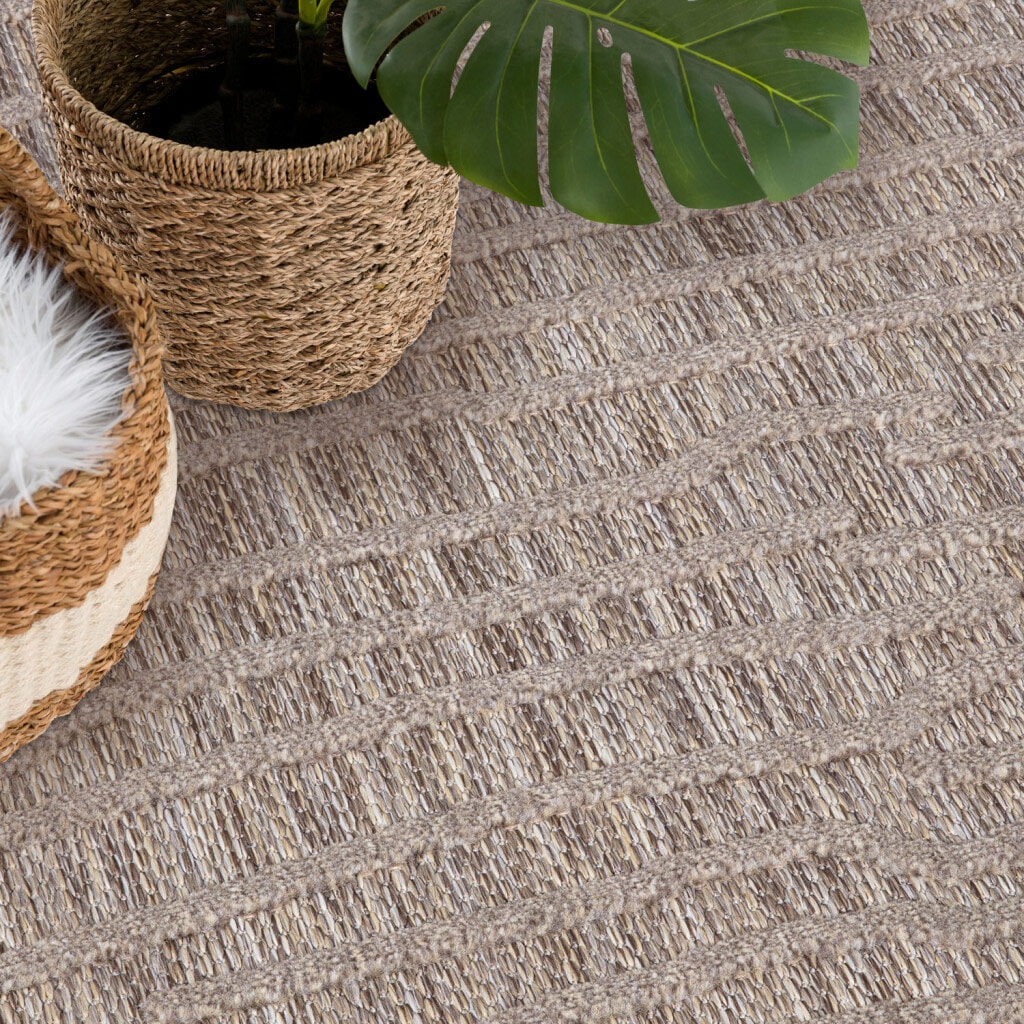 Carpet City Teppich »In-& Outdoorteppich Santorini 450, 3D-Effekt, Gestreift«, rechteckig, 5 mm Höhe, Wetterfest & UV-beständig für Terrasse, Balkon, Küche, Flur