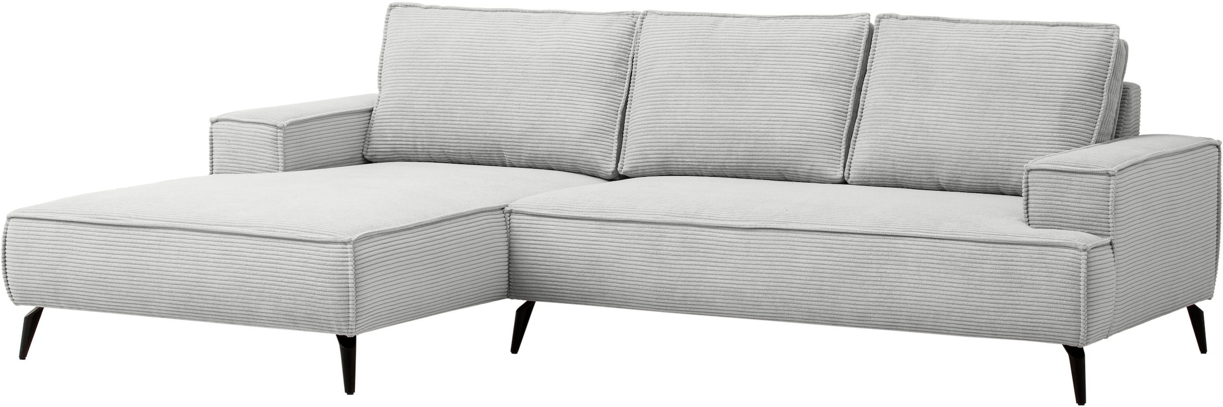 andas Ecksofa »TVINNU, L-Form in Cord, Sofa«, wahlweise Recamiere rechts/links, schwarze Füße, bequemer Sitzkomfort