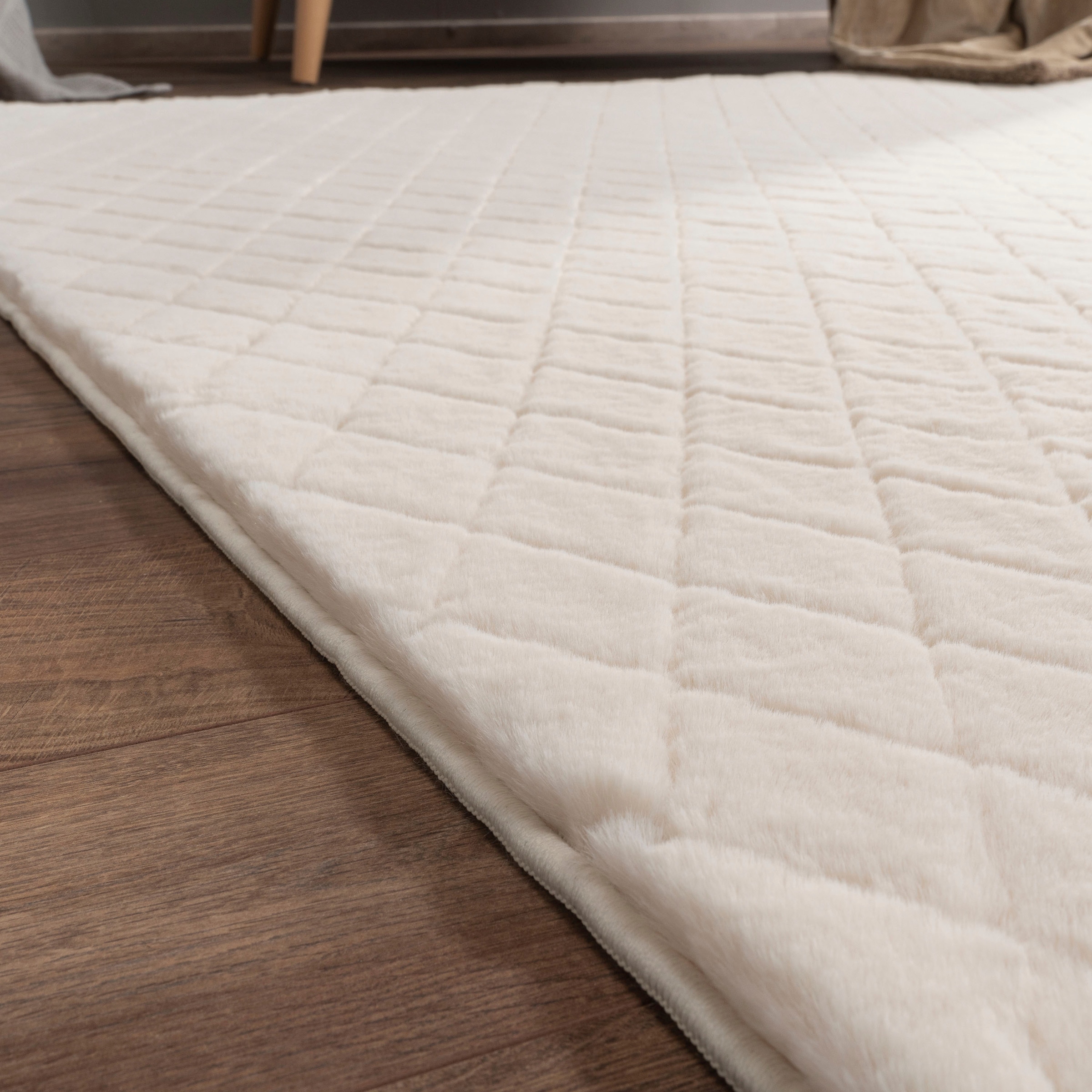 Paco Home Hochflor-Teppich »Arnheim 742«, rechteckig, 26 mm Höhe, Uni Farben, Rauten Muster, besonders weich, Hoch-Tief Effekt