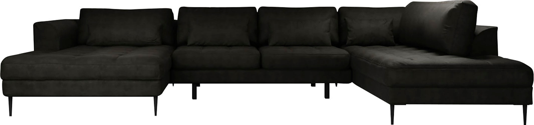 TRENDMANUFAKTUR Wohnlandschaft »Luzi, gemütliches Sofa, extra viel Platz, viele Kissen, OTTOs Choice«, Designsofa mit tollem Sitzkomfort, Metallfüße schwarz, Breite 361 cm