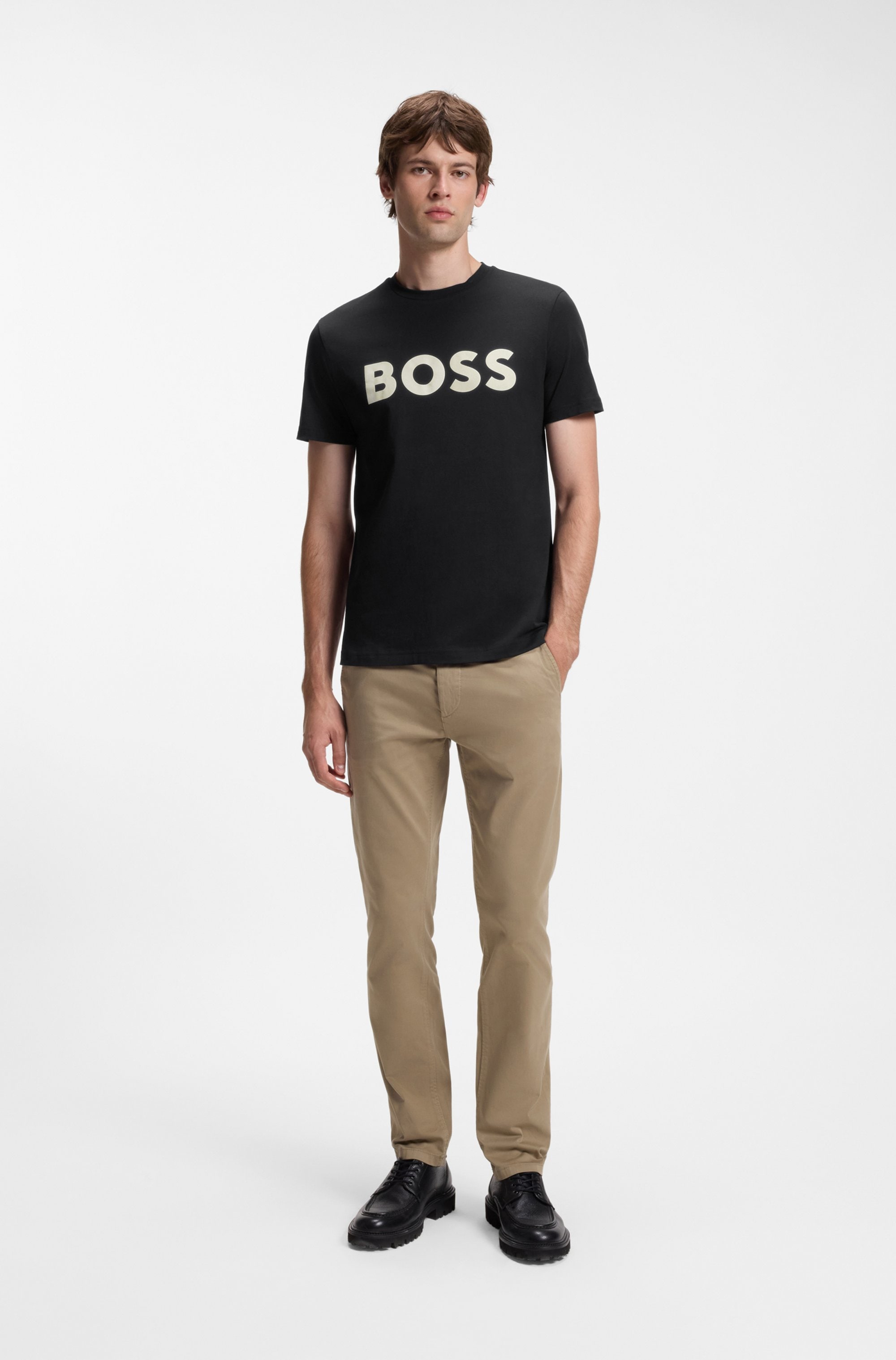 BOSS ORANGE T-Shirt »Thinking« 1 Stk. Rundhalsausschnitt, Regular Fit, großer Logodruck