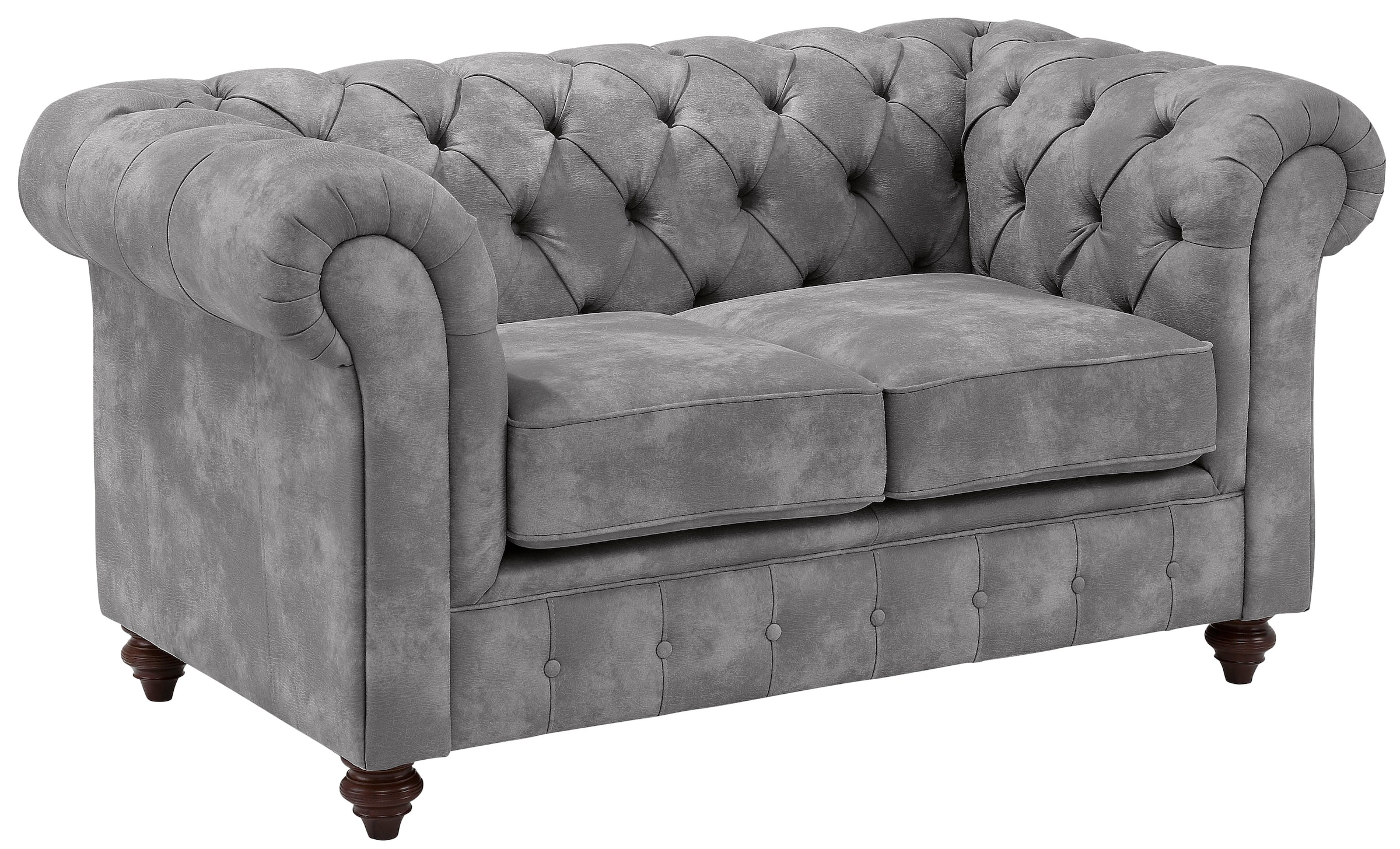 Home affaire Chesterfield-Sofa »Chesterfield 2-Sitzer B/T/H: 150/89/74 cm«, mit hochwertiger Knopfheftung, auch in Leder