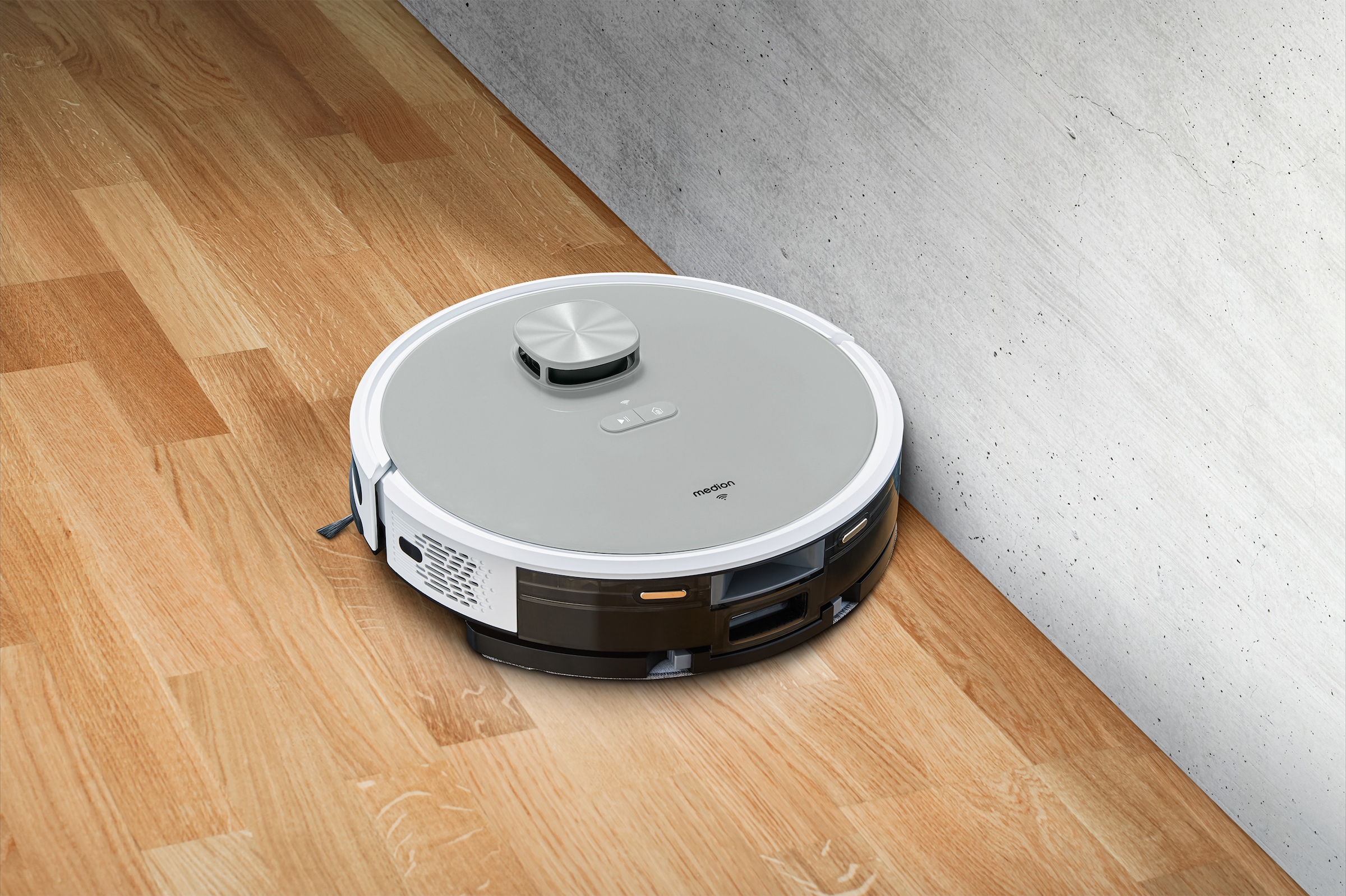 Medion® Nass-Trocken-Saugroboter »X21 SW+ (MD 11500), Absaugstation, Lasernavigation, 3 kPa Saugleistung«, App- und Sprachsteuerung, raumspezifische Reinigung, Verbotszonen