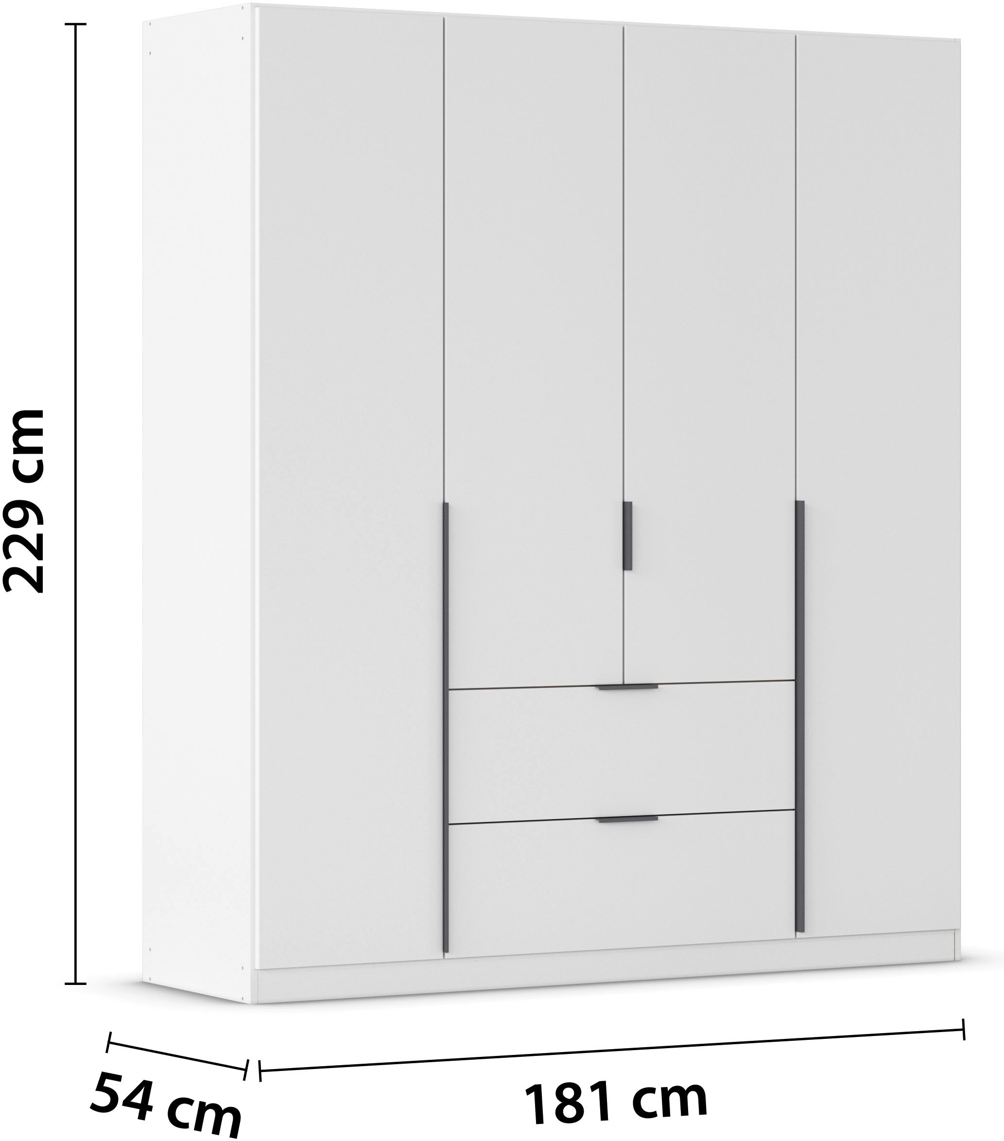 rauch Drehtürenschrank »Kleiderschrank Schrank Garderobe AGORDO mit Dekor- oder Hochglanzfront«, (in zwei Griff-Farben, Breiten 91-360 cm), mit Außenschubkästen, in 7 Breiten und 2 Höhen MADE IN GERMANY