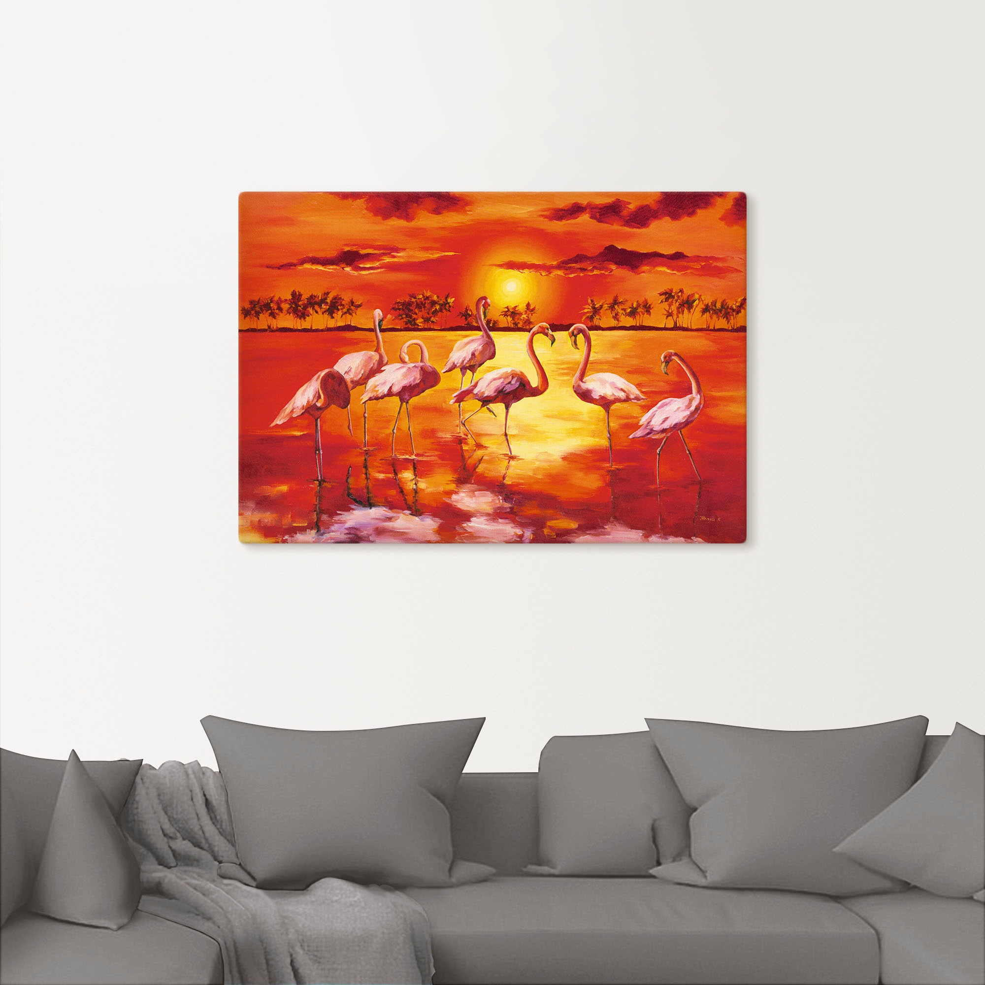Artland Leinwandbild »Flamingos«, Vögel, (1 St.), auf Keilrahmen gespannt