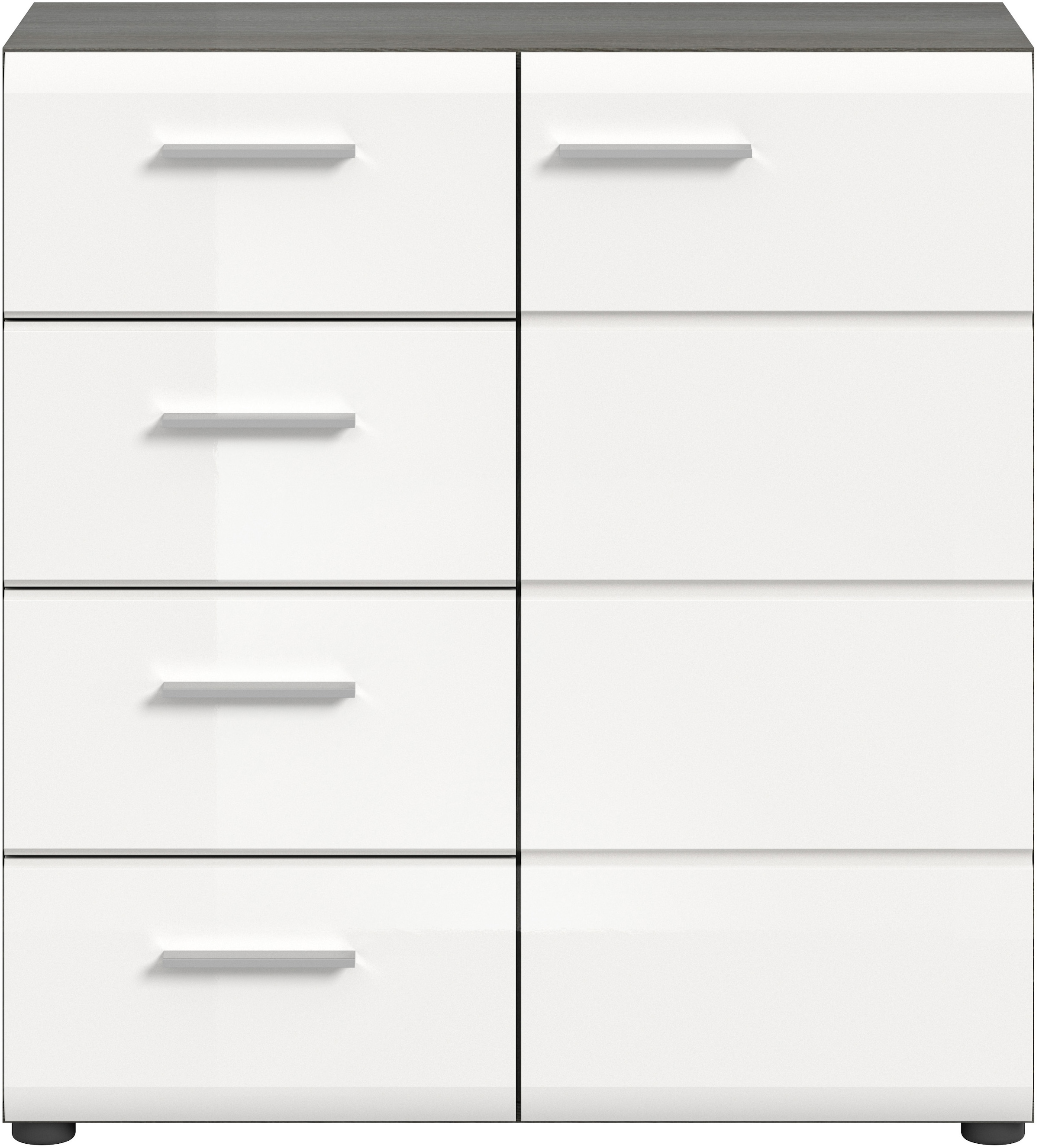 INOSIGN Kommode »Rumba, Breite 75cm, in Rauchsilber Nachbildung/Weiß Hochglanz«, Kommode, Sideboard, Schrank