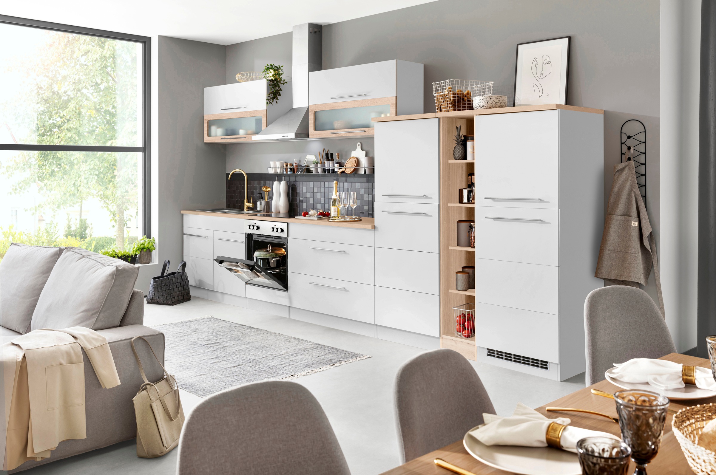 KOCHSTATION Küchenzeile »KS-Wien« Breite 410 cm, wahlweise mit E-Geräten günstig online kaufen