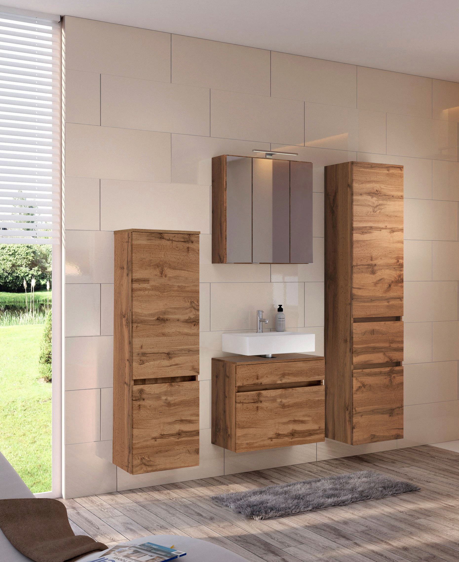 welltime Waschbeckenunterschrank »Baabe«, Badmöbel Breite 60 cm, hängende Montage