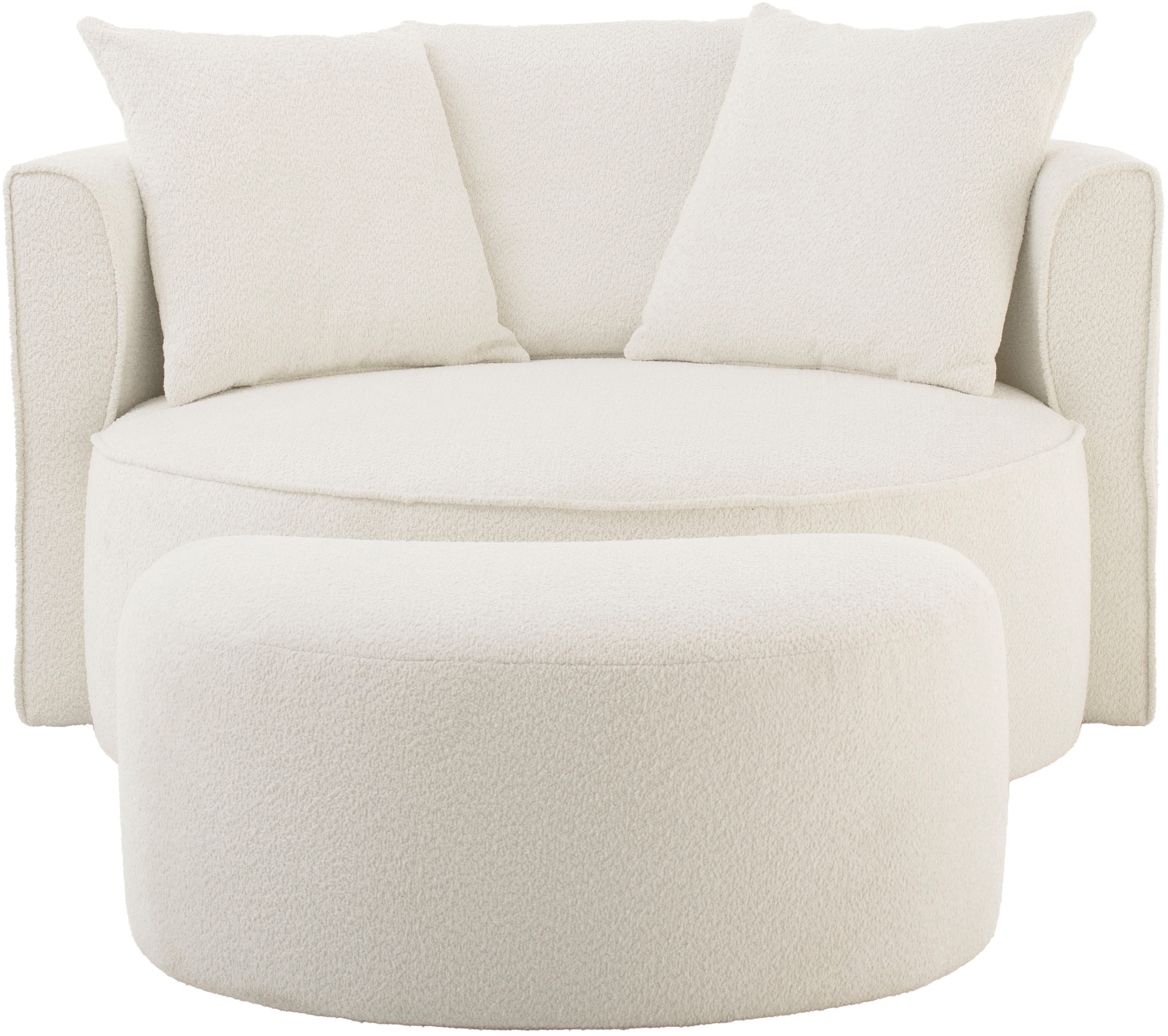 LeGer Home by Lena Gercke XXL-Sessel »ISALIE, Rundsessel mit Hocker, Lesesessel, Loveseat, Big-Sessel«, (Set), trendige Stoffe, 3 Zierkissen, große Sitzfläche, Cord, Samt, Bouclé