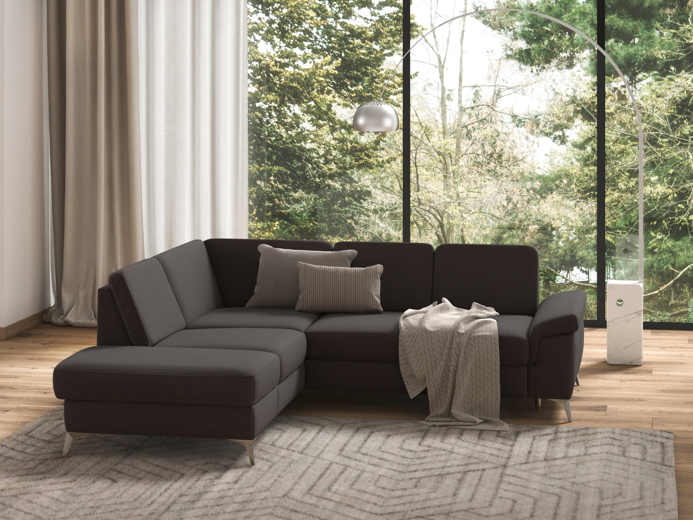 sit&more Ecksofa »Padua L-Form«, inklusive Sitztiefenverstellung, Armteilfunktion und Federkern