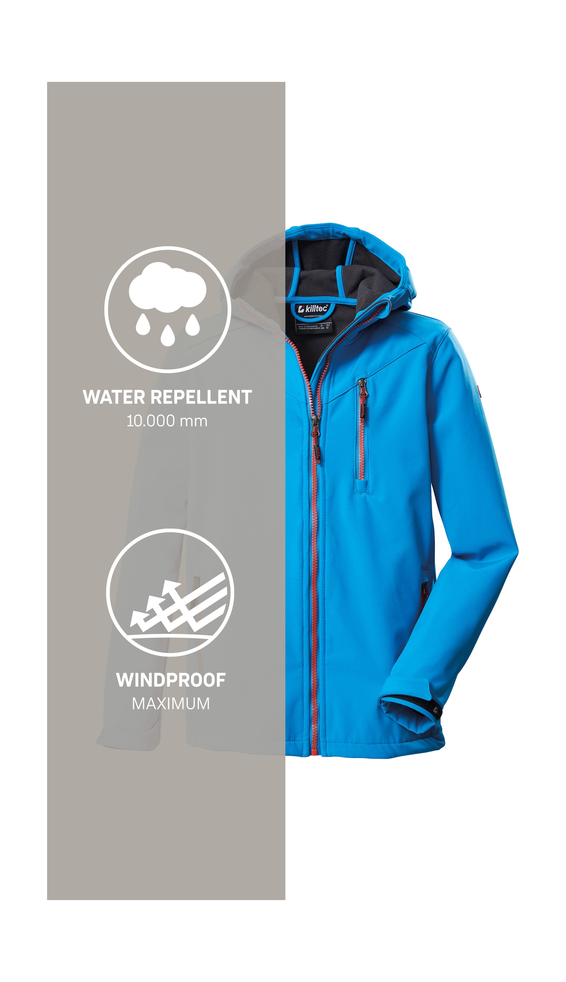 Killtec Softshelljacke »Boys Softshelljacke« Wasserabweisende Softshelljacke mit Kapuze, Fleece