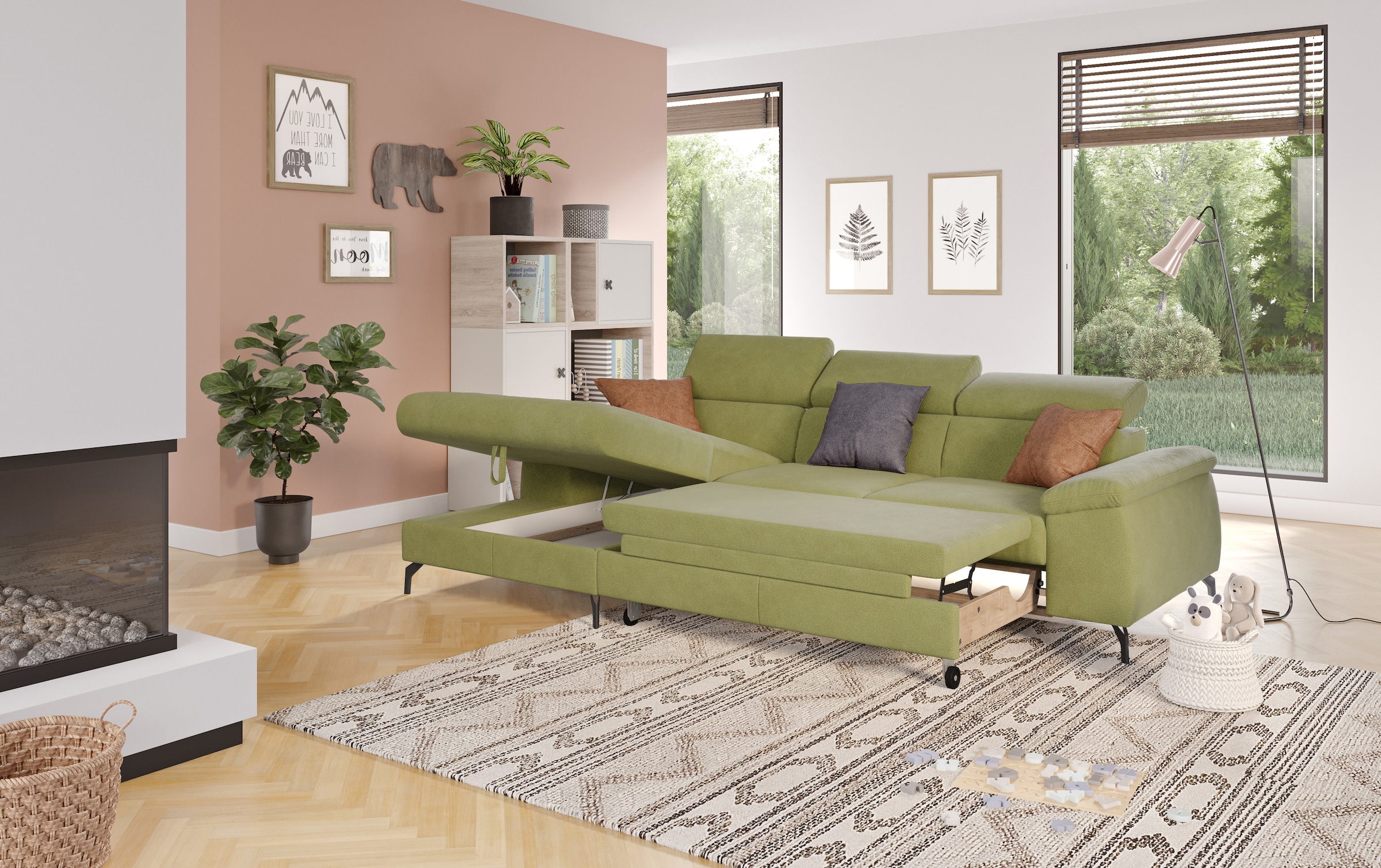 COTTA Ecksofa »Kitty L-Form, B: 242 cm«, mit Kopfteilverstellung, optional Bettfunktion & Bettkasten