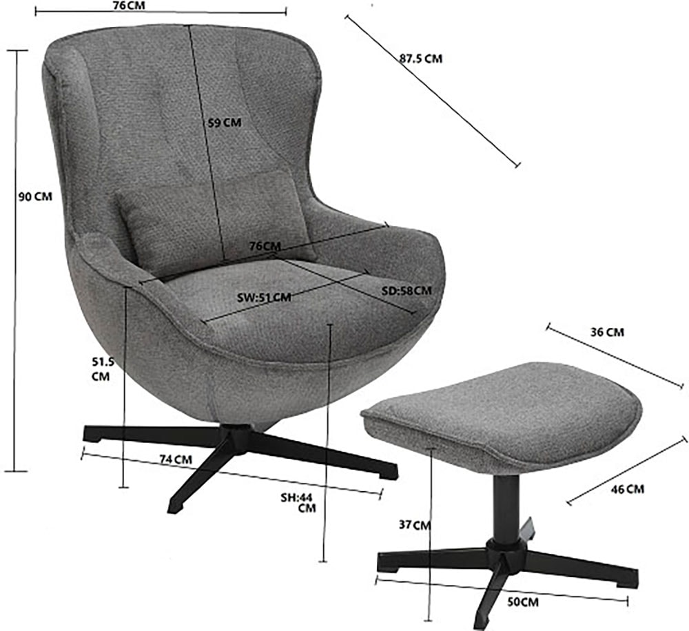 OTTO home Sessel »Yolli Relaxsessel, TV-Sessel mit Hocker« 360° Grad drehbar, Struktur-Bezug