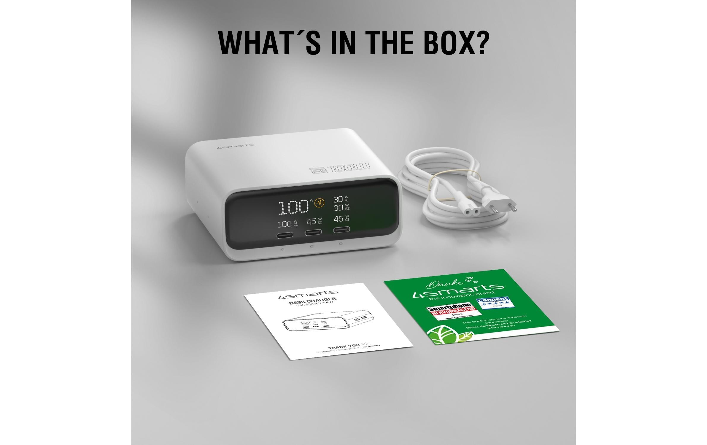 4smarts Ladestation »GaN Screen 100W 3C+2A«