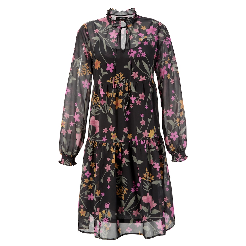 Aniston CASUAL Blusenkleid, mit farbenfrohem Blumenstruck - NEUE KOLLEKTION