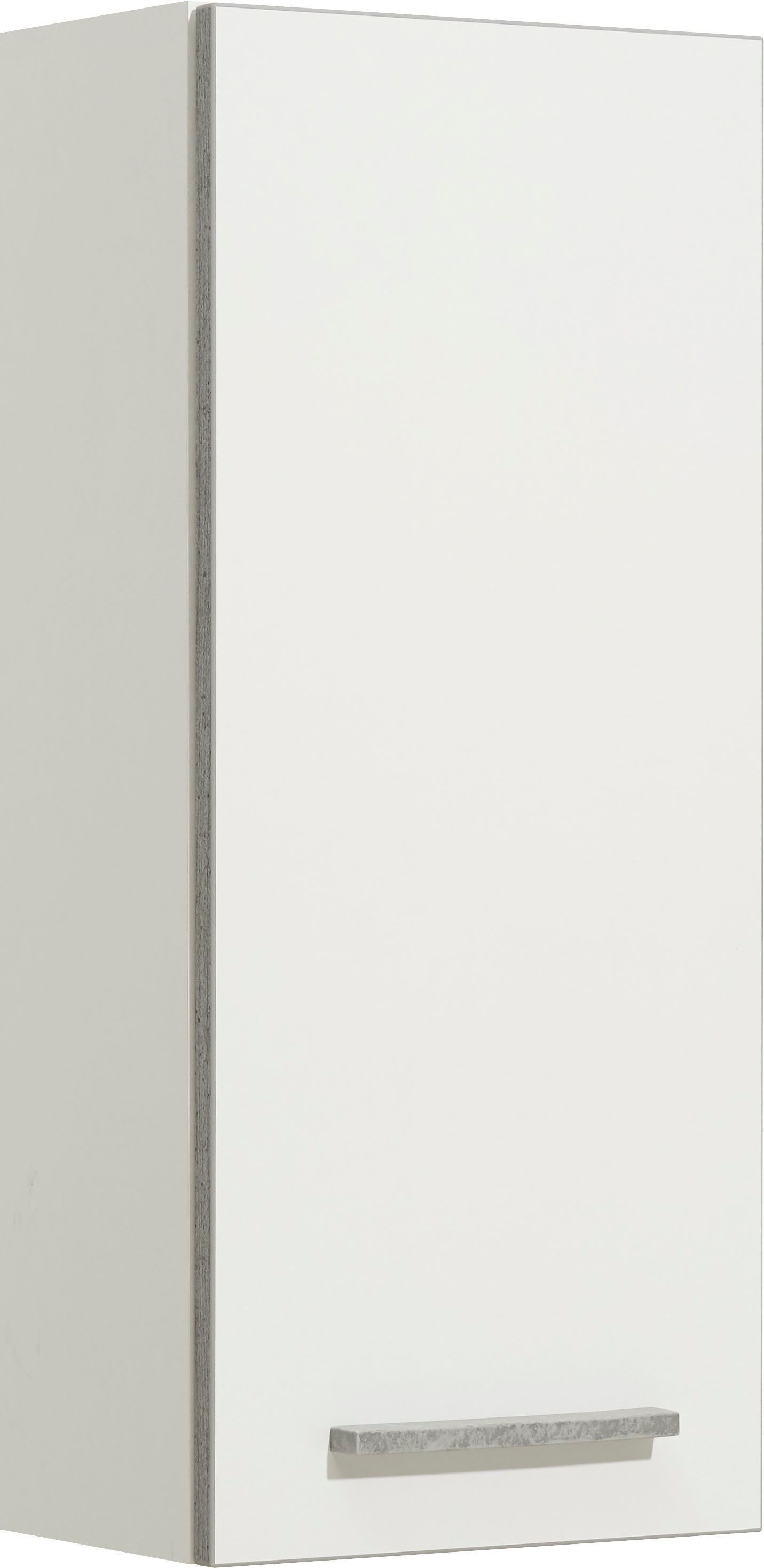 Saphir Hängeschrank »Quickset 953 Wand-Badschrank 30 cm breit mit 1 Tür und 2 Einlegeböden«, Badezimmer-Hängeschrank in Weiß Glanz mit Griffen in Betonoptik