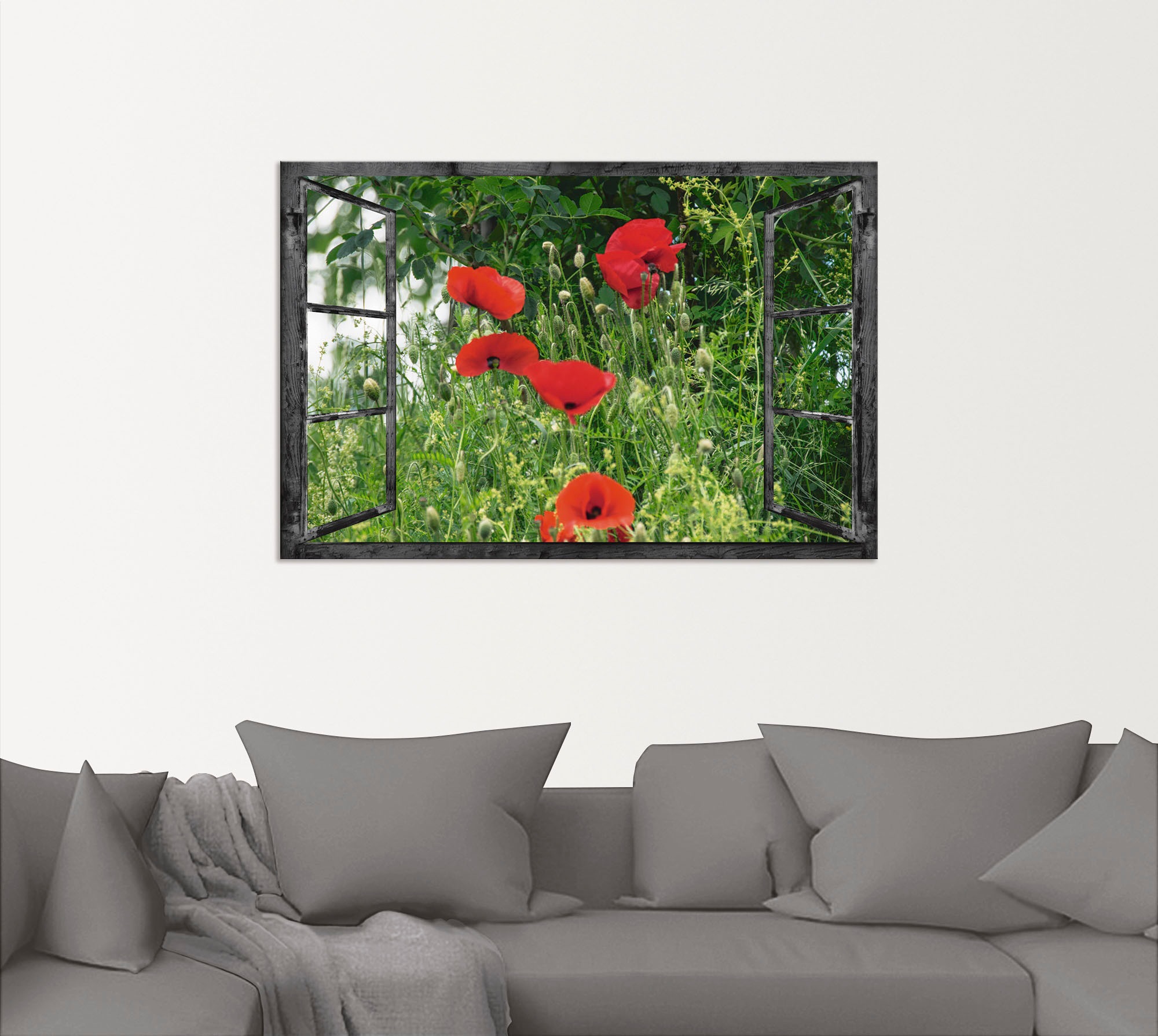 Artland Wandbild »Fensterblick - Klatschmohn«, Fensterblick, (1 St.), als A günstig online kaufen