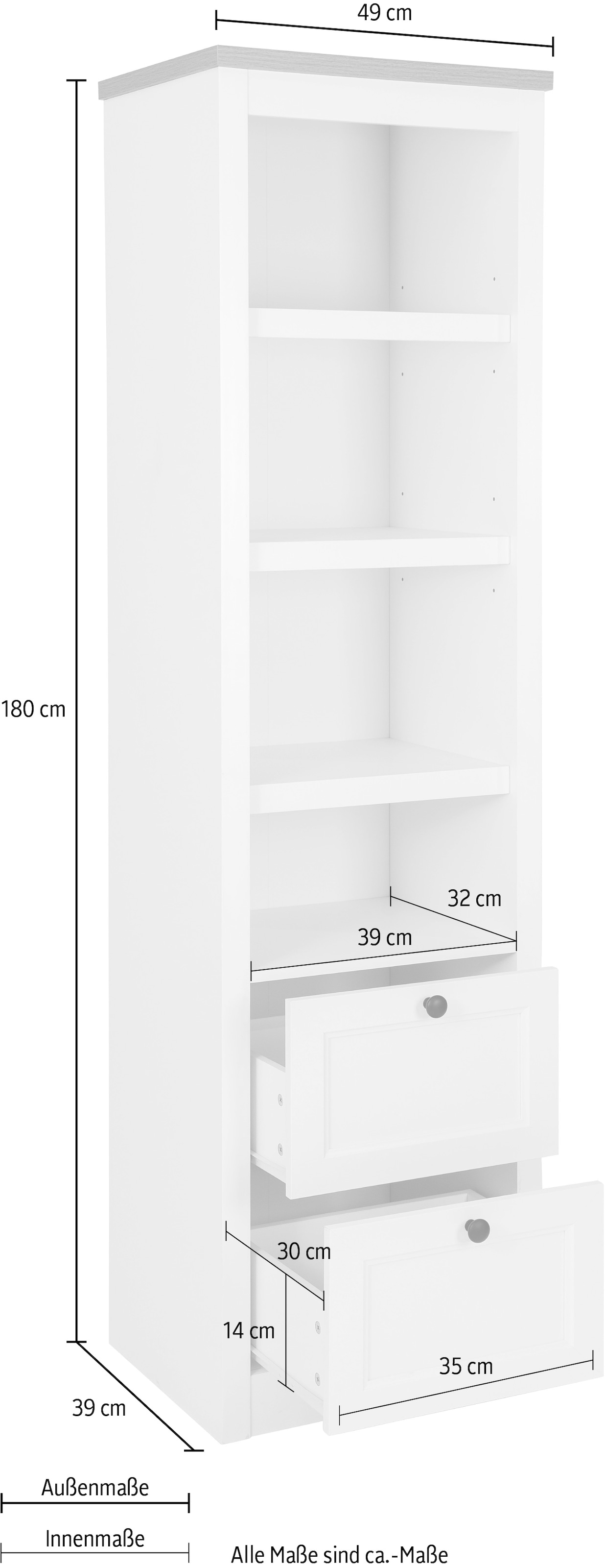 OTTO home Vitrine »Rigny« aus MDF, mit Holz-Zierleiste, schwarzem Metallgriff