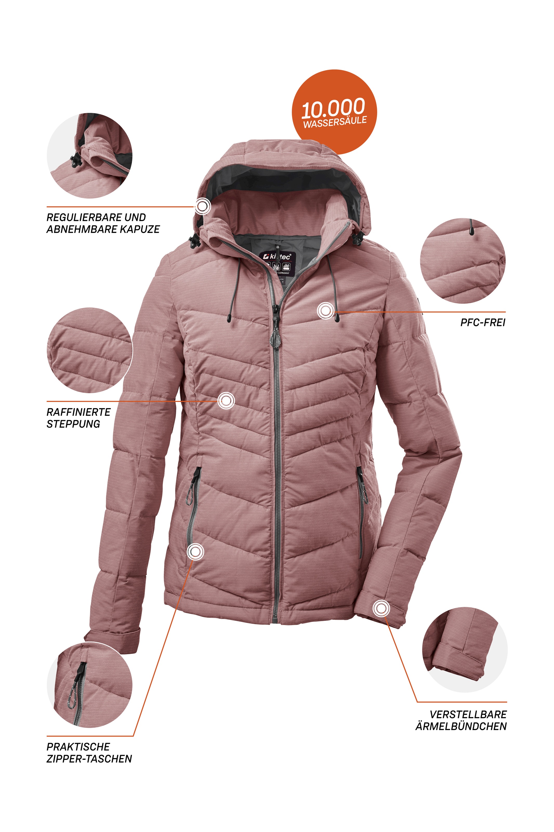 Killtec Steppjacke »KOW 149 WMN QLTD JCKT«, Wasser- und windabweisend, atmungsaktiv, abnehmbare Kapuze