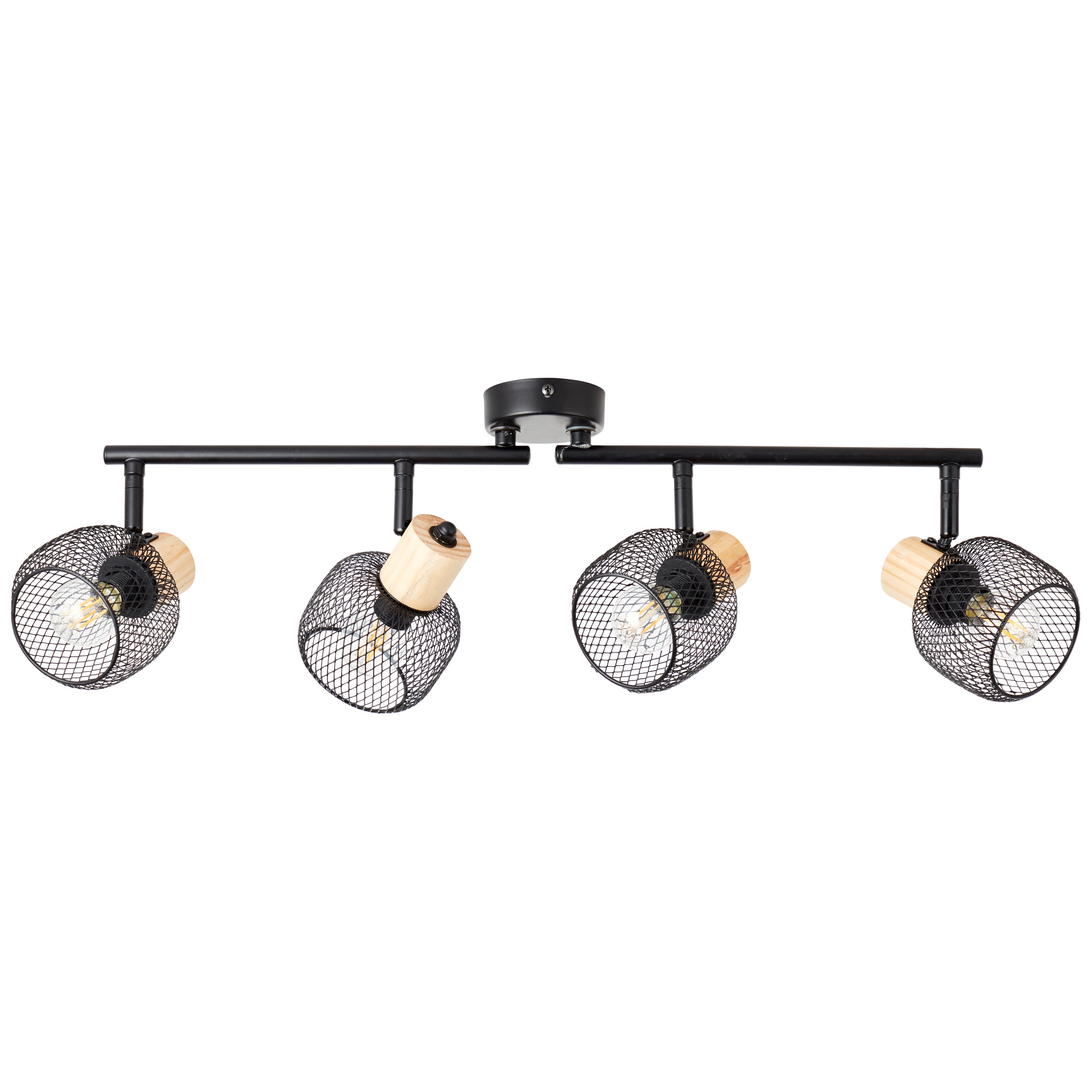 Brilliant Deckenstrahler »Giada«, 4 flammig, Leuchtmittel E14 | ohne Leuchtmittel, Strahlerrohr 4flg, 74 cm, E14, schwenkbar, Metall/Holz, schwarz/braun
