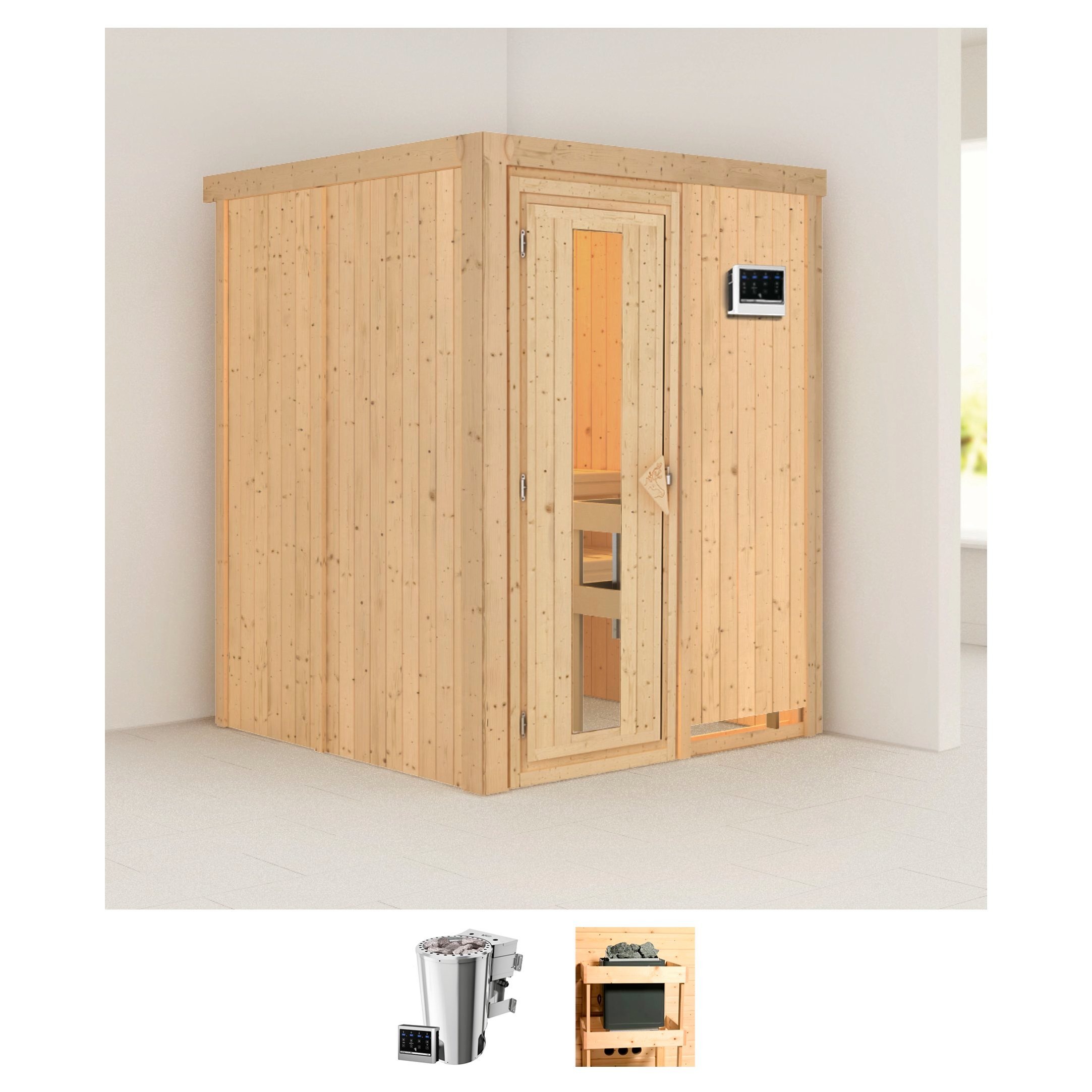 Karibu Sauna »Milaja«, 3,6-kW-Bio-Plug & Play Ofen mit externer Steuerung günstig online kaufen