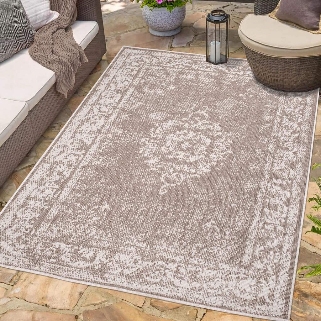Carpet City Outdoorteppich »DUO RUG 5577«, rechteckig, 5 mm Höhe, Wendeteppich Wetterfest In- & Outdoor, Balkon, Terrasse, Wohnzimmer
