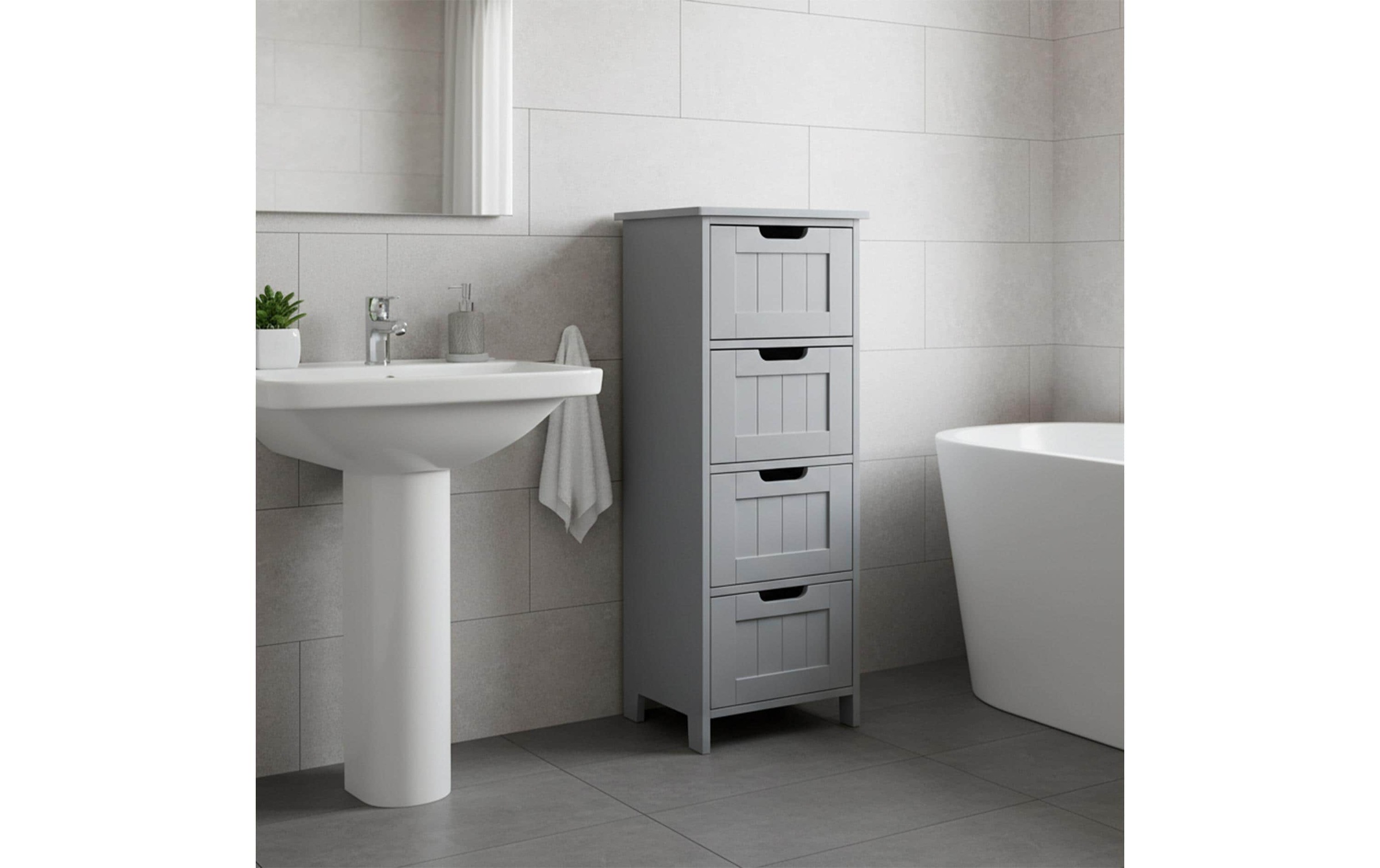 relaxdays Badregal »30 x 82 cm« Kompakte Badkommode im Landhausstil