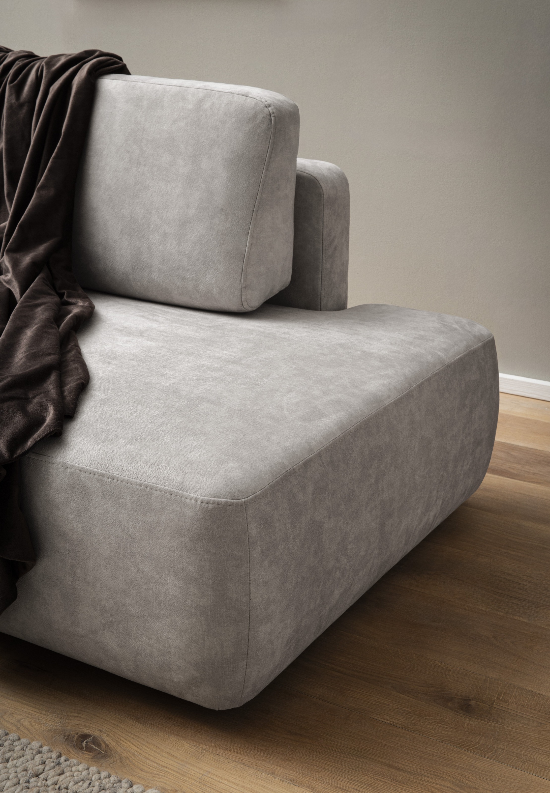 INOSIGN Ecksofa »TORGE, Schlafsofa Cord, Samtvelours u. Strukur fein, Couch in L-Form«, Schlaffunktion und Bettkasten, Liegefläche: 210x125 cm, neues Design
