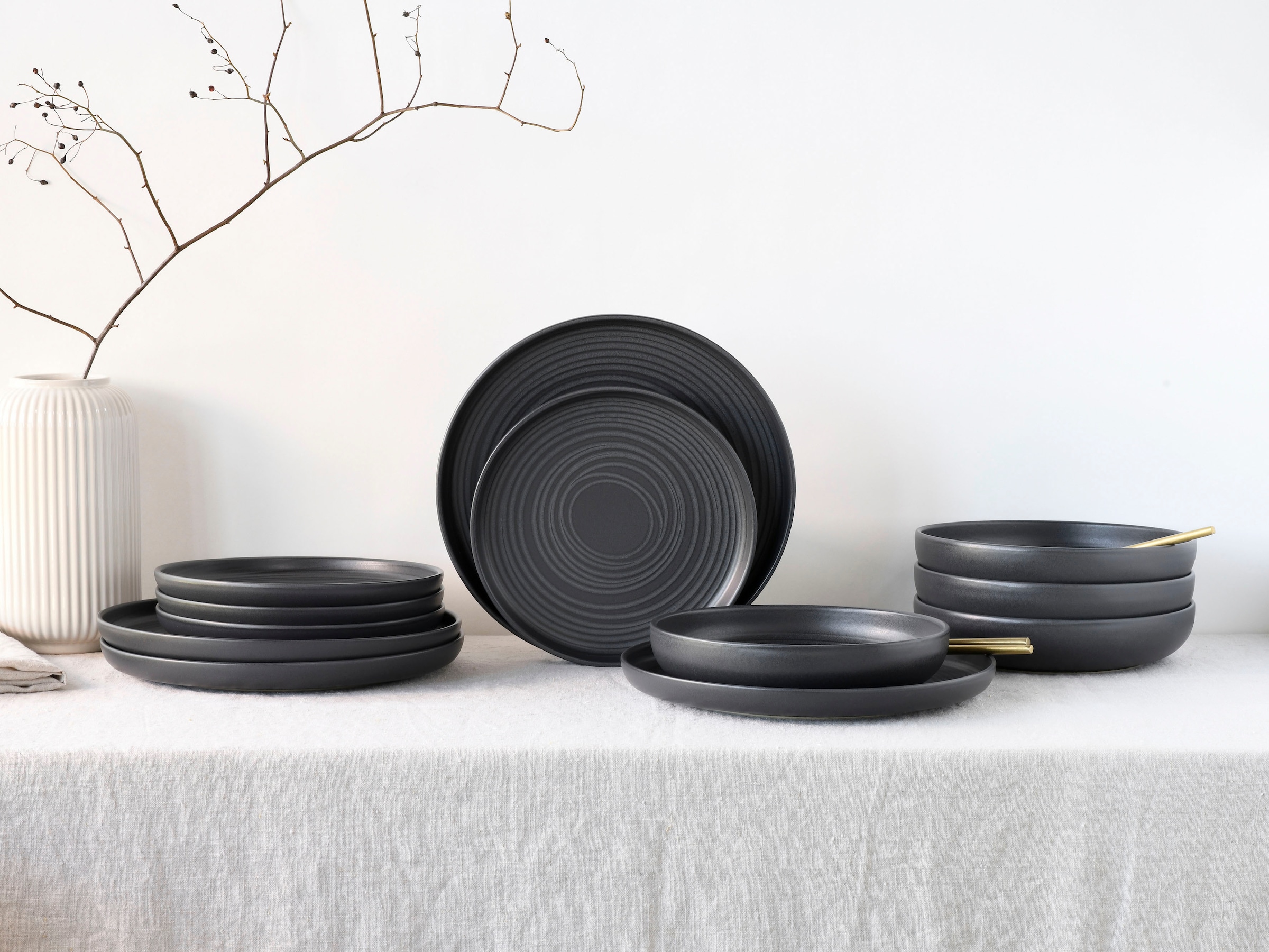 CreaTable Tafelservice »Uno«, (Set, 12 tlg., Teller Set für 4 Personen), Service, ausdrucksstarkes Relief, 12 Teile, für 4 Personen