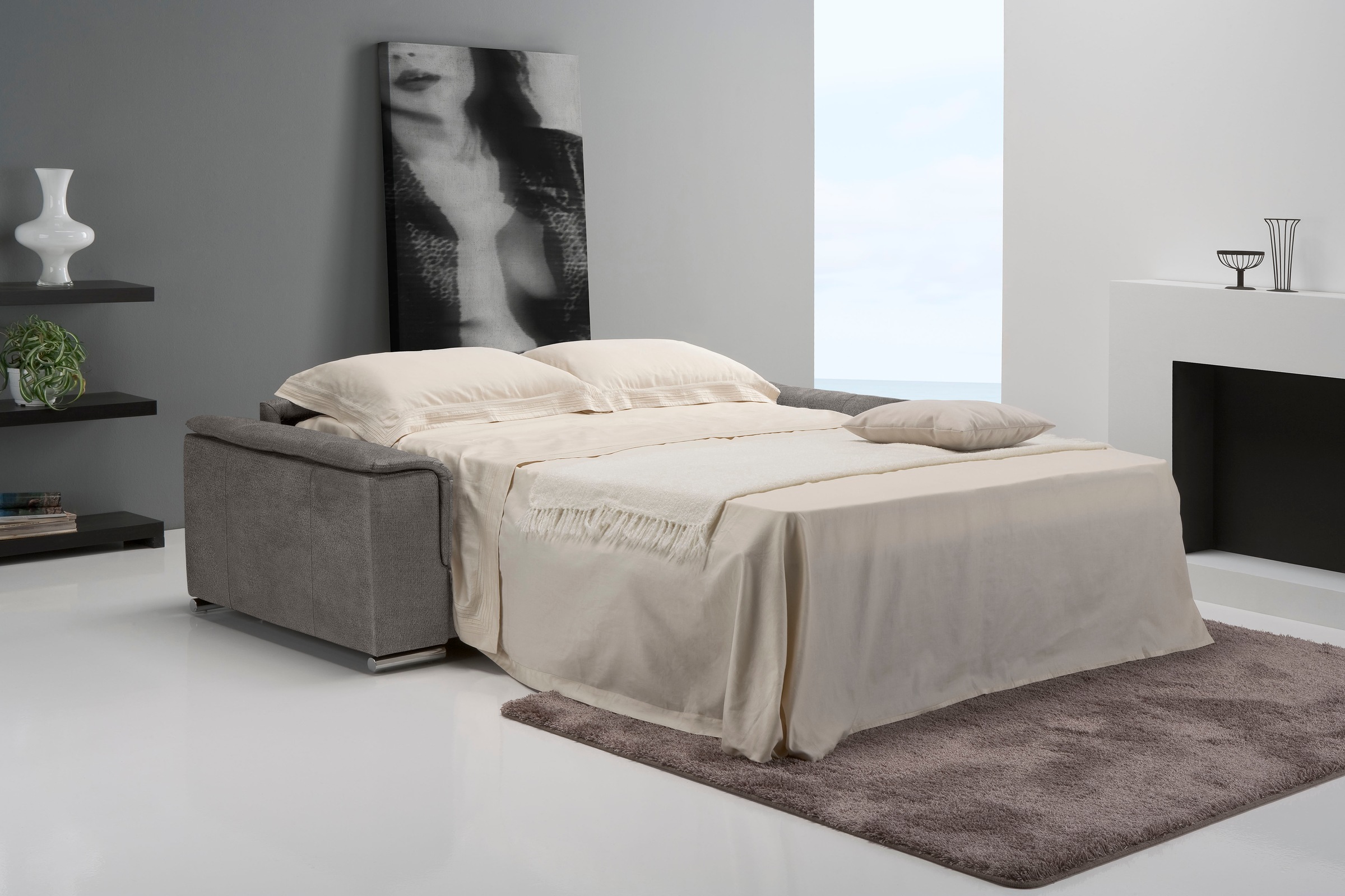 Egoitaliano Schlafsofa »Cecilia, modern & elegant, erstklassiger Sitzkomfort, Dauerschläfer«, inkl. Matratze und hochwertigem Metallbettrahmen, toller Schlafkomfort