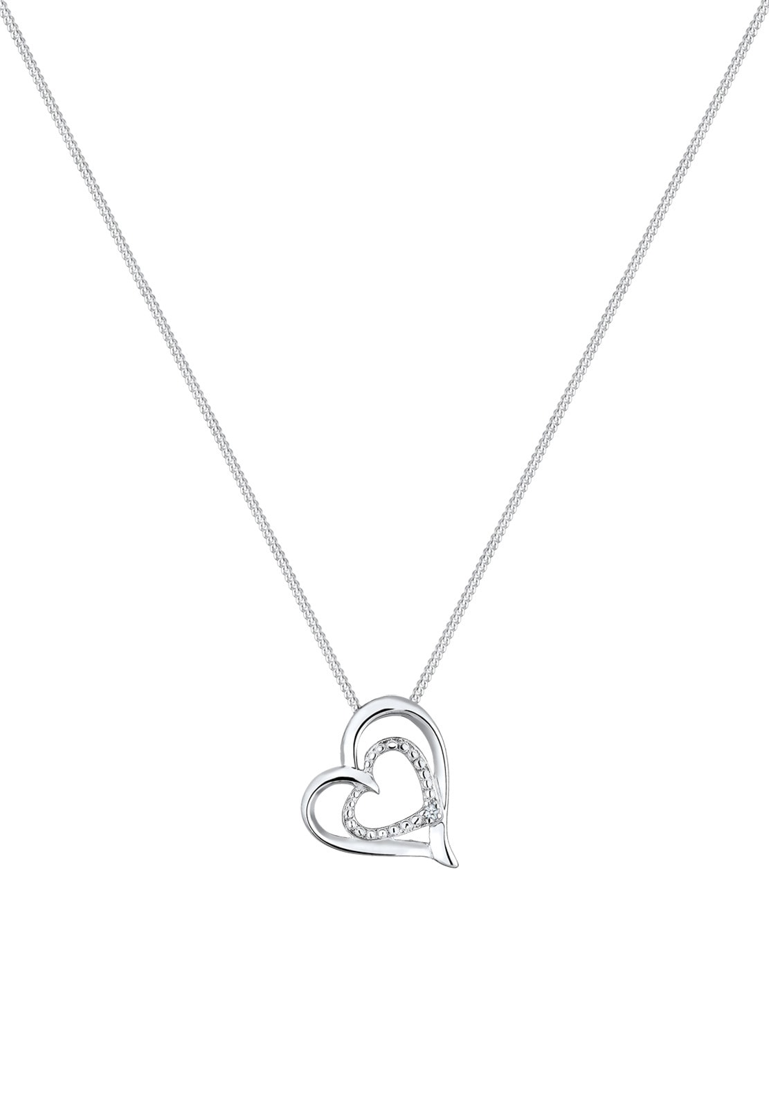 Elli DIAMONDS Collierkettchen »Herz Liebesbeweis Diamant (0.015 ct.) Silber«
