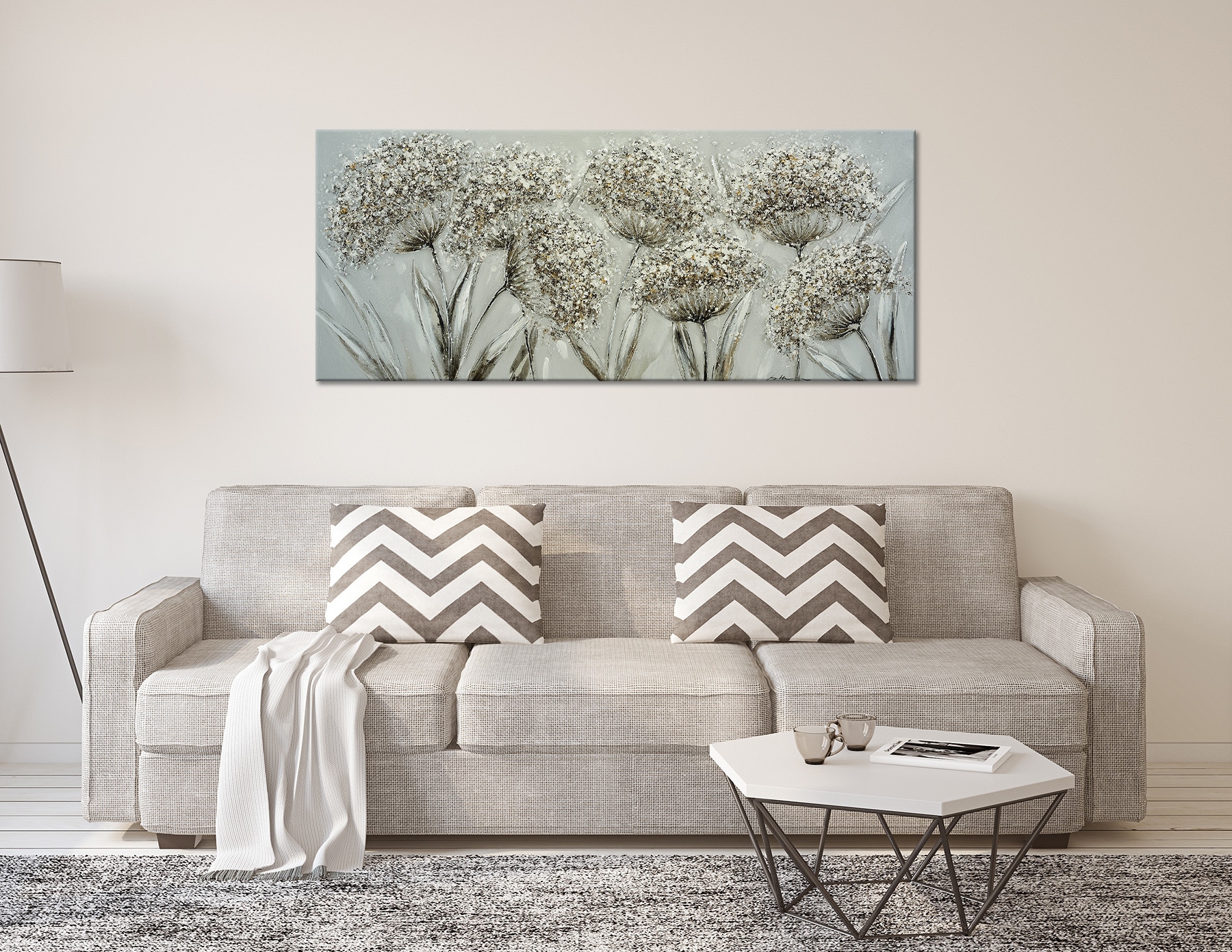 Bönninghoff Ölgemälde »handarbeit PUSTEBLUMEN XXL 60x140 cm – Wandbild Kunst Deko modern«