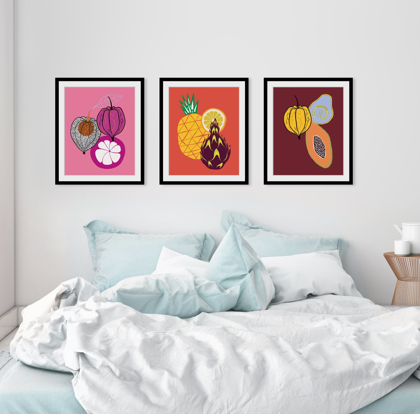 queence Bild »Carl«, Obst-Obst Bilder-Ananas-Essen-Lebensmittel, HD Premium Poster-Druck inkl. Holzrahmen