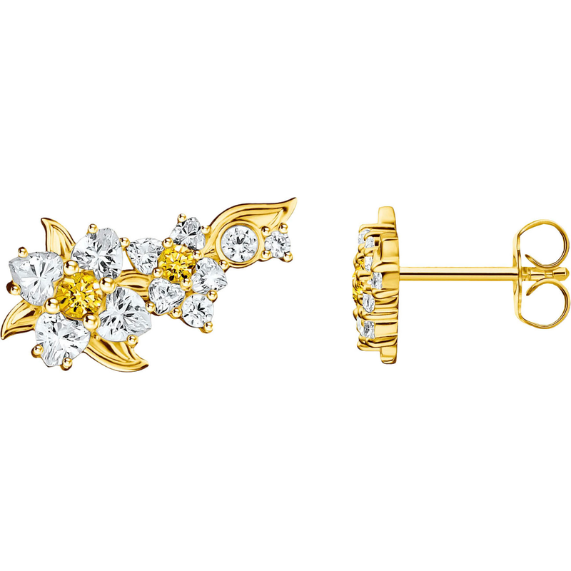 THOMAS SABO Paar Ohrstecker »Lovely Daisy Earclimber« mit Zirkonia (synth.) silberfarben-weiß-gelb + weiß-gelb Lovely Daisy Paar Earclimber