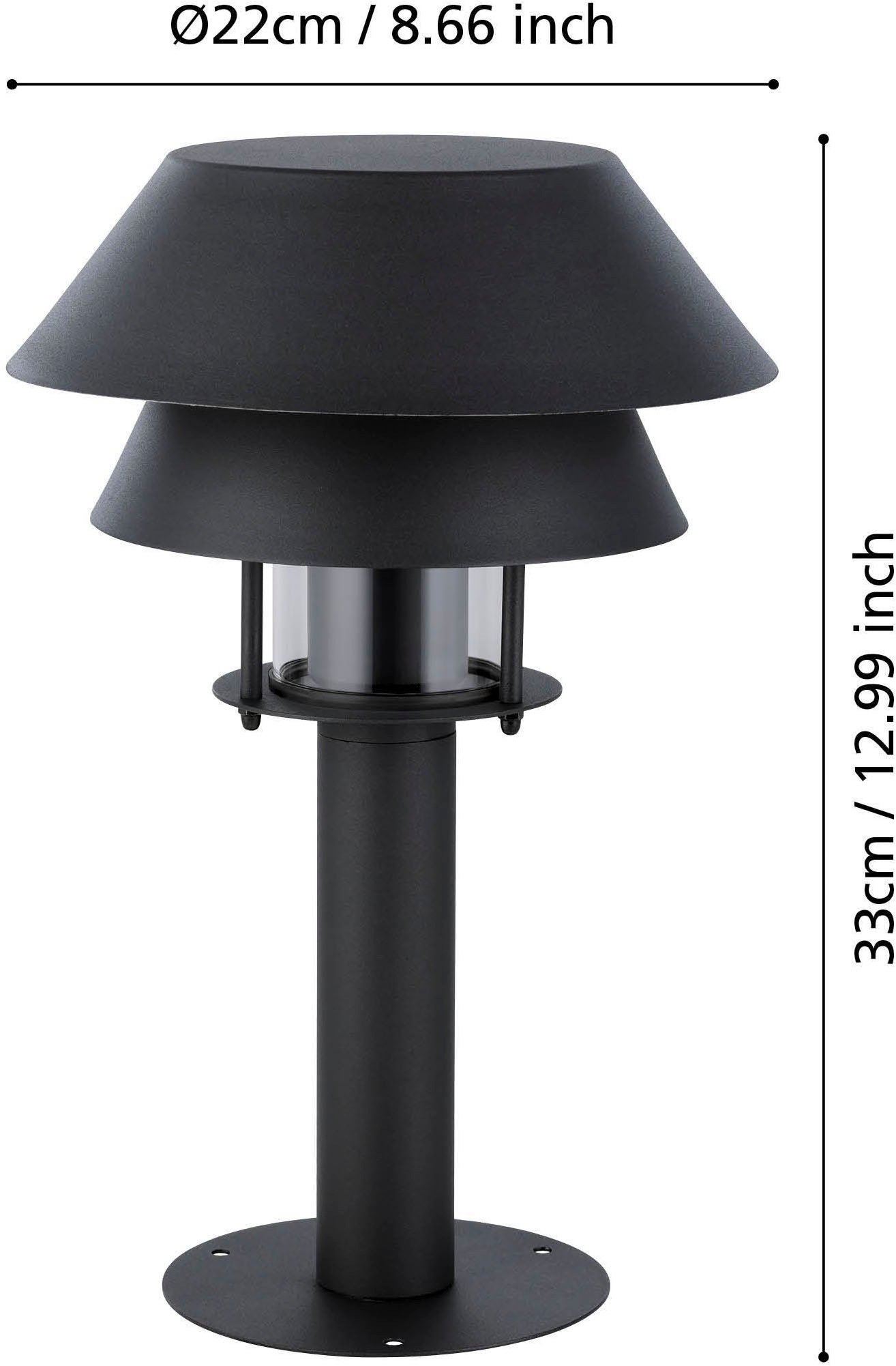 EGLO Sockelleuchte »Chiappera Sockelleuchte, Außenlampe, Pollerleuchte, Metall, E27, IP65« E27 1 Stk. Stehleuchte - H33 x Ø22 cm - schwarz, weiß - 1X40W exkl.