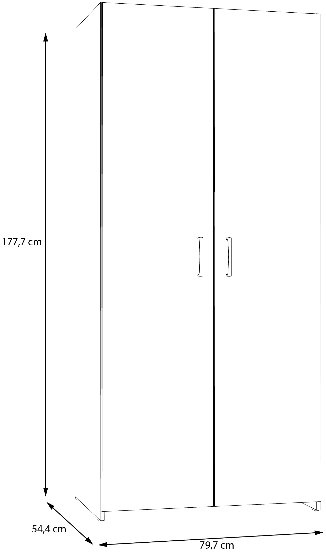 FORTE Drehtürenschrank 2 Dekore, Mehrzweckschrank, Einlegeböden optional