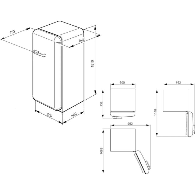 Smeg Kühlschrank »FAB28_5«, FAB28LYW5, 150 cm hoch, 60 cm breit online  bestellen