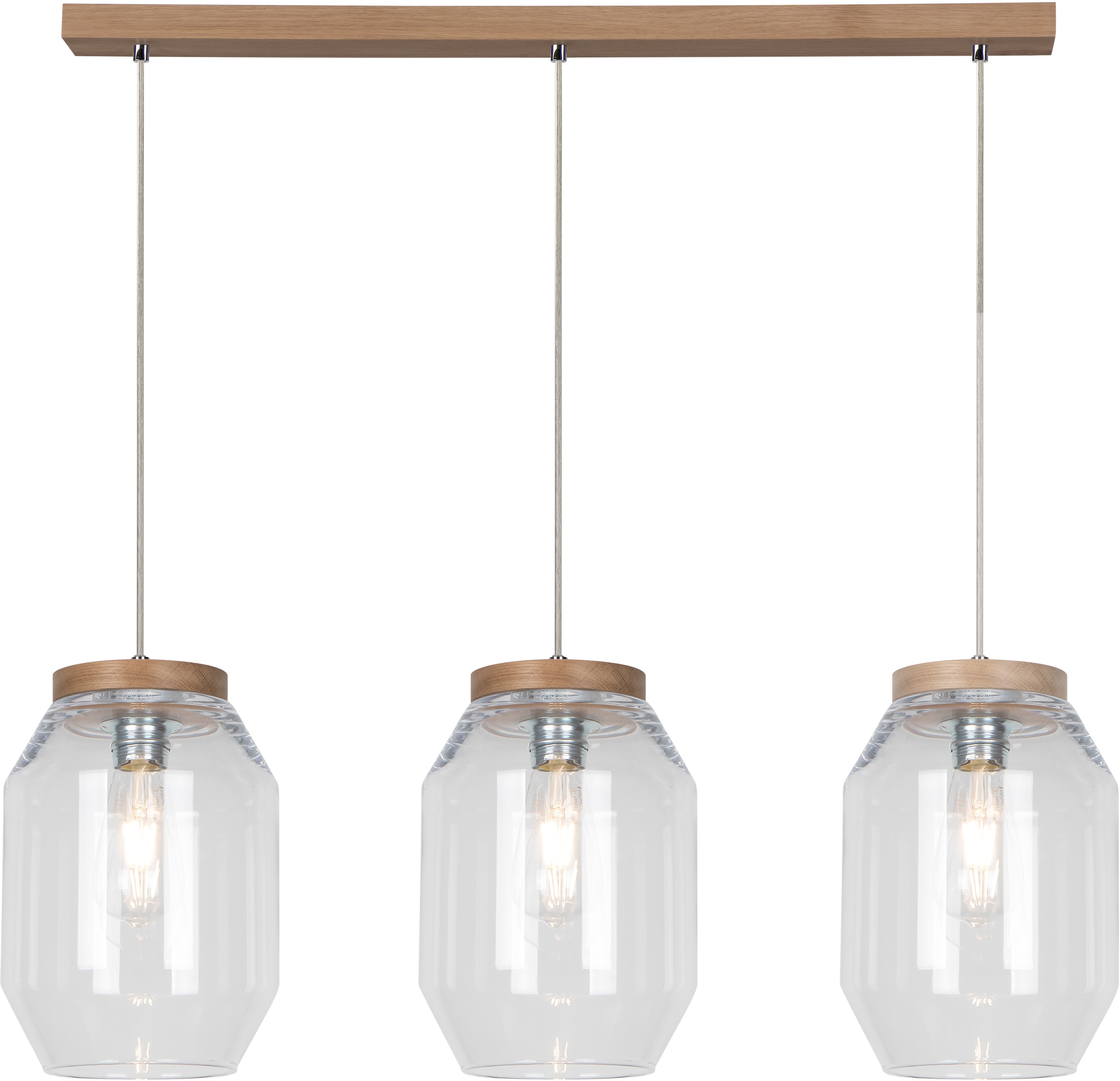 BRITOP LIGHTING Pendelleuchte »Vaso«, Leuchtmittel E27 | Leuchtmittel wechselbar, Naturprodukt aus Kiefernholz, Hochwertige Glasschirme