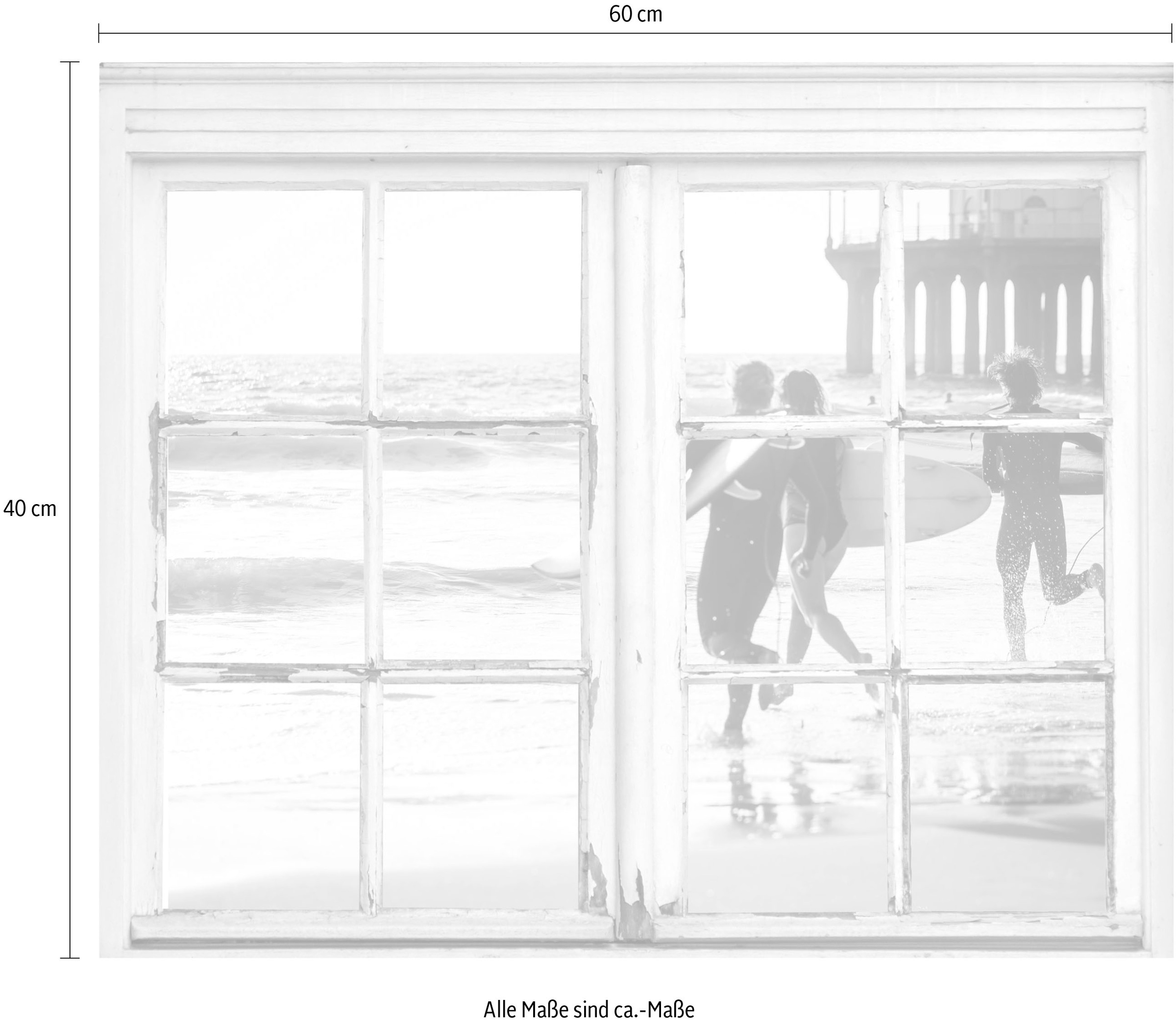 queence Wandsticker »Surfer am Strand«, Wandsticker, Wandbild, selbstklebend, Strand, Surfer, Wellen