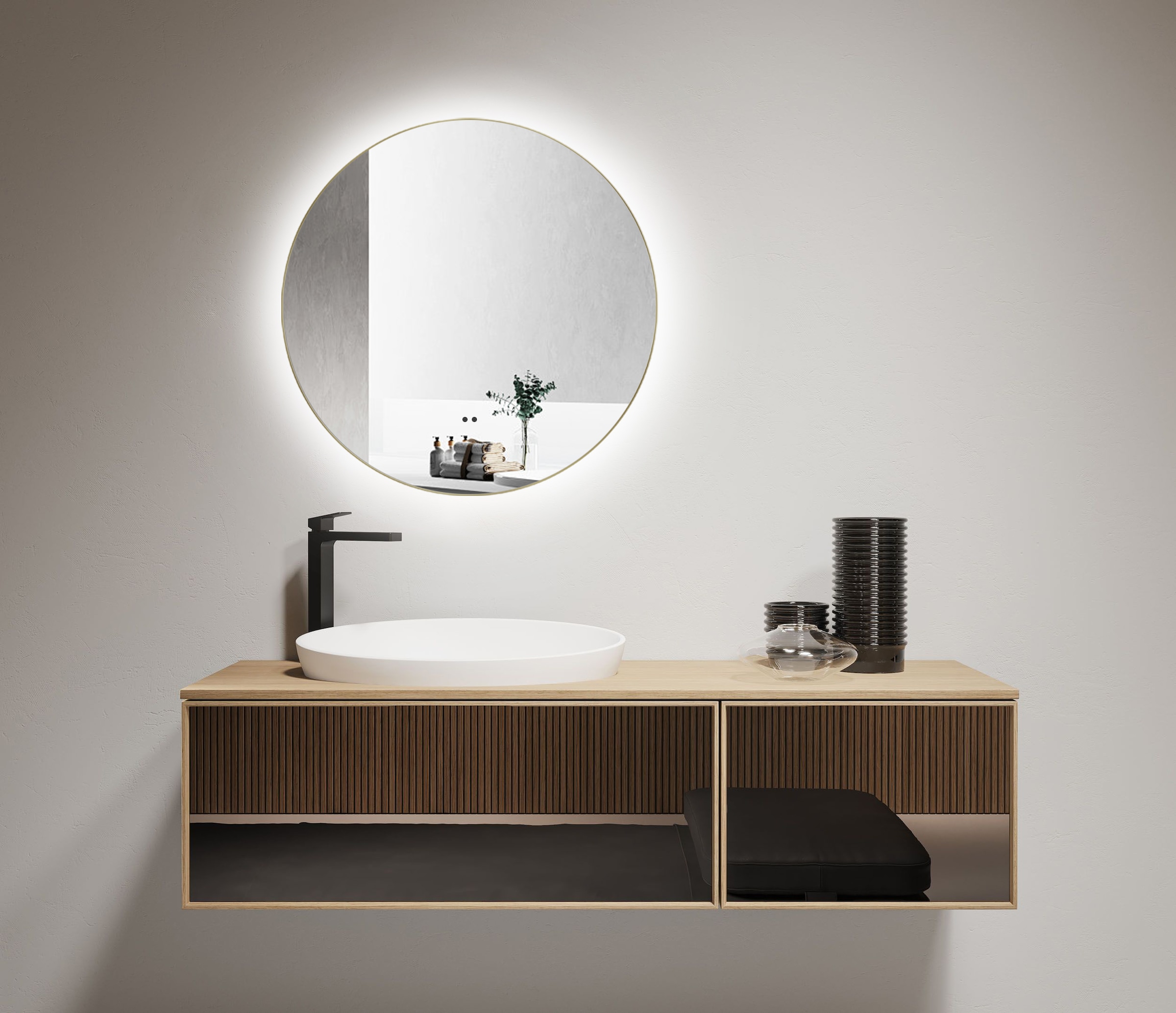 Talos Spiegel »TALOS VERONA«, Hand Wave Sensor, Shine in matt, Ø50 cm