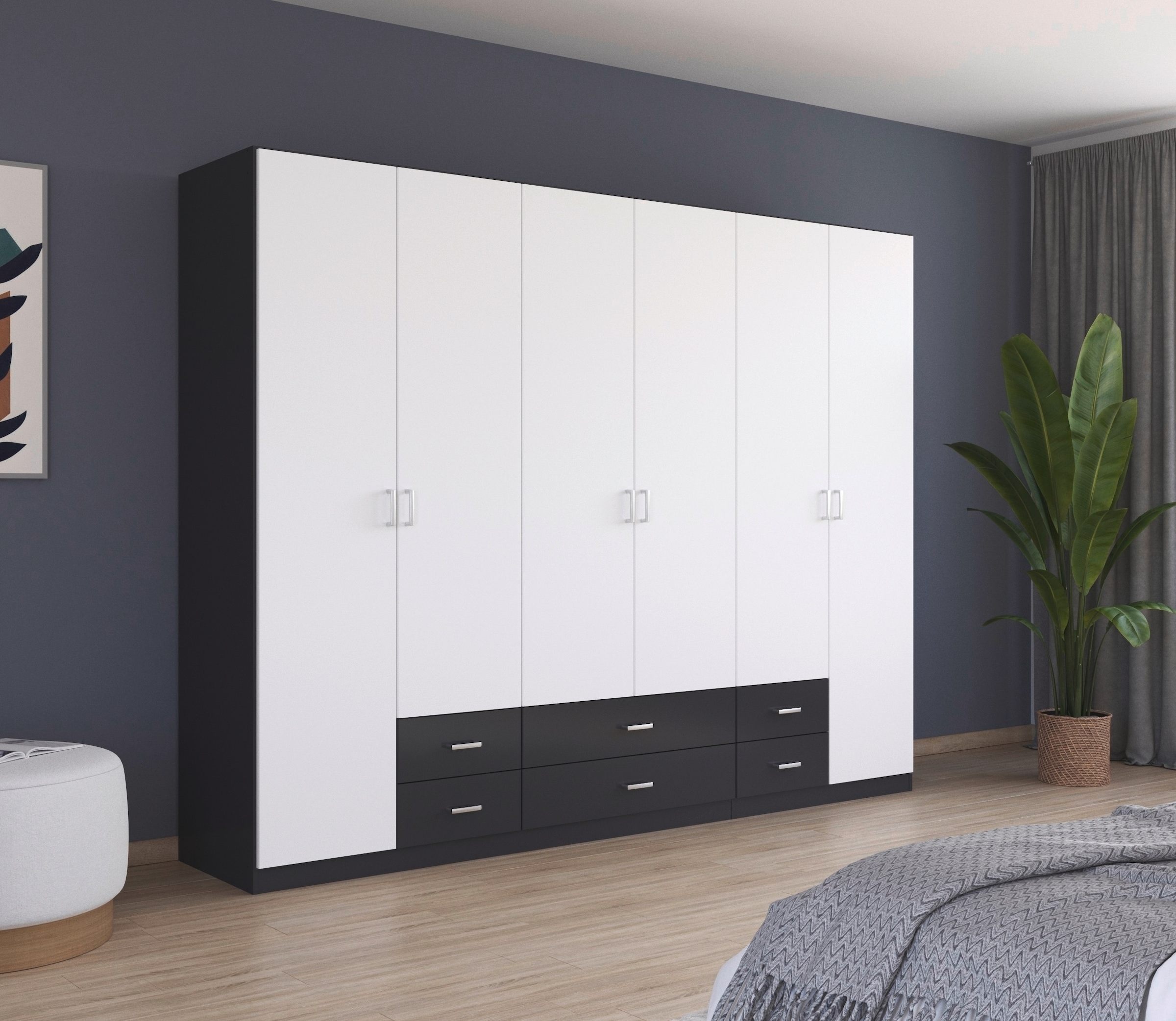 rauch Drehtürenschrank »Kleiderschrank Schrank Garderobe Wäscheschrank GAMMA in 3 Breiten«, mit 6 Schubladen, in schlichtem Design TOPSELLER MADE IN GERMANY