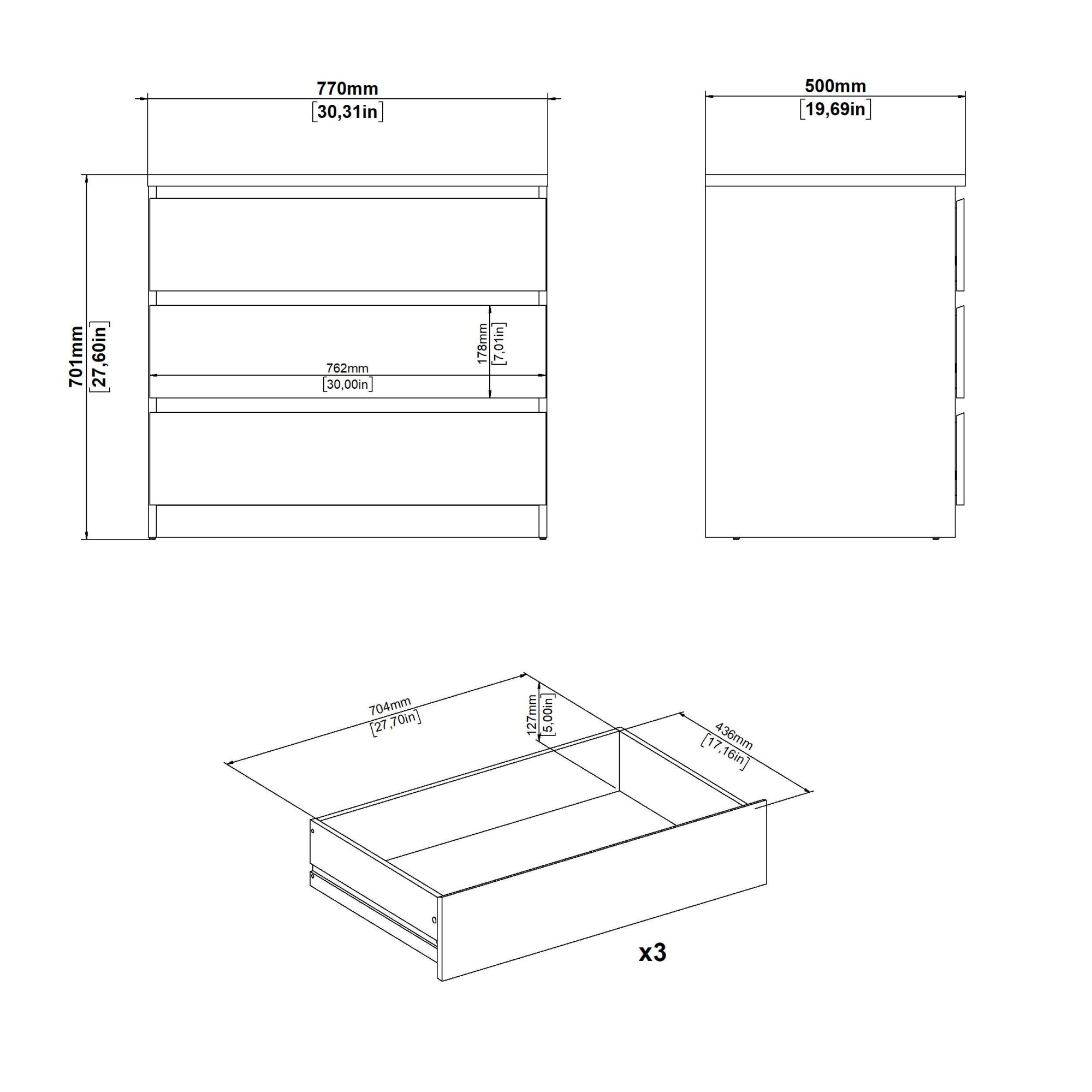 INOSIGN Kommode »Naia« Modern, mehrere Farben,abgerundete Schubladenkanten auf Metallgleiter