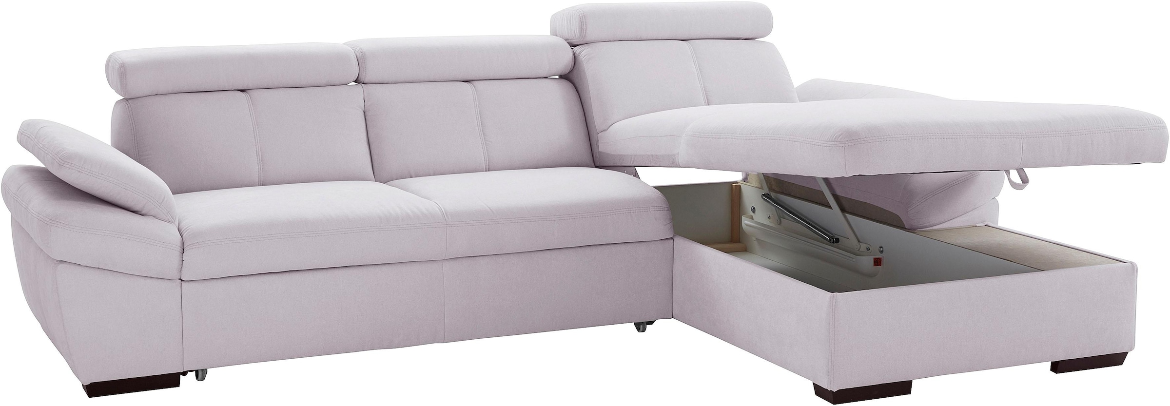exxpo - sofa fashion Ecksofa »Salerno, inkl. Kopf- und Armteilverstellung, elegant & bequem, L-Form«, wahlweise mit Bettfunktion und Bettkasten, tolle Detailverarbeitung