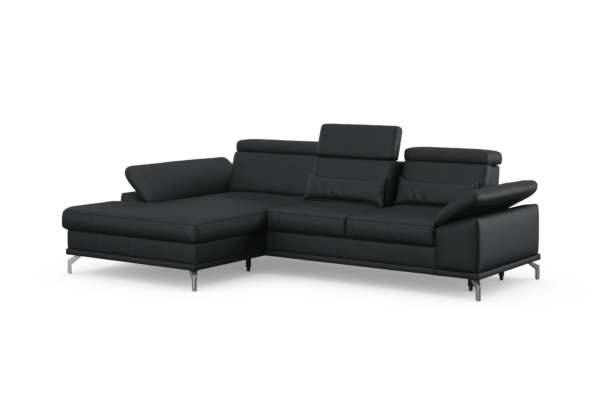 sit&more Ecksofa »Cabrio L-Form, mit Sitztiefenverstellung, Arm- und Kopfteilverstellung«, 2 Nierenkissen, Federkern, optional Bettfunktion und Stauraum